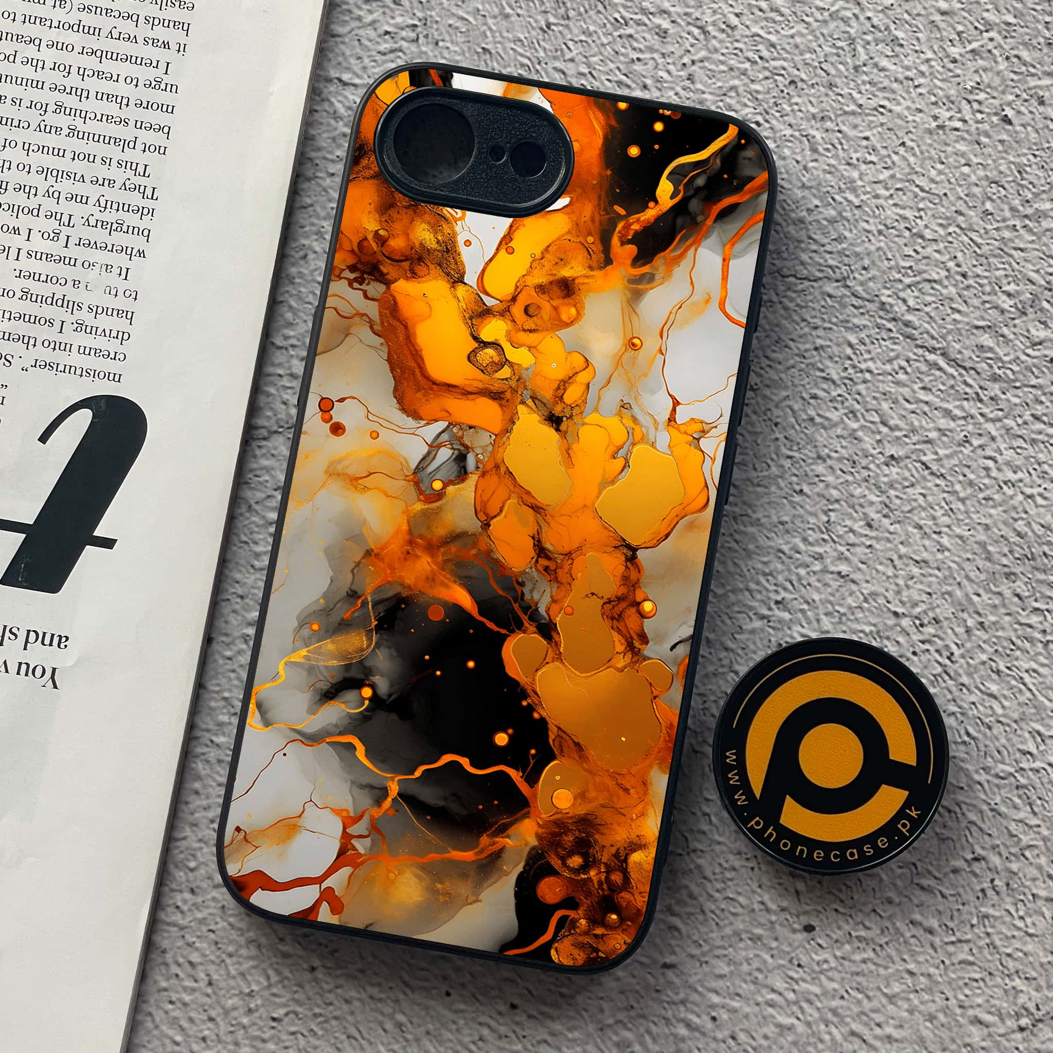 iPhone 16e - Liquid Marble Series - Premium Metal  Printed soft Bumper shock Proof Case