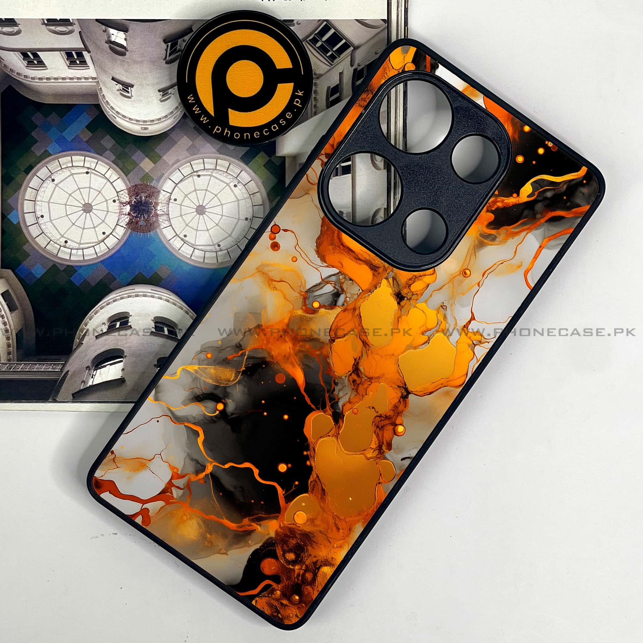 Redmi Note 13 Pro 4G - Liquid Marble Series - Premium Metal Printed soft Bumper shock Proof Case