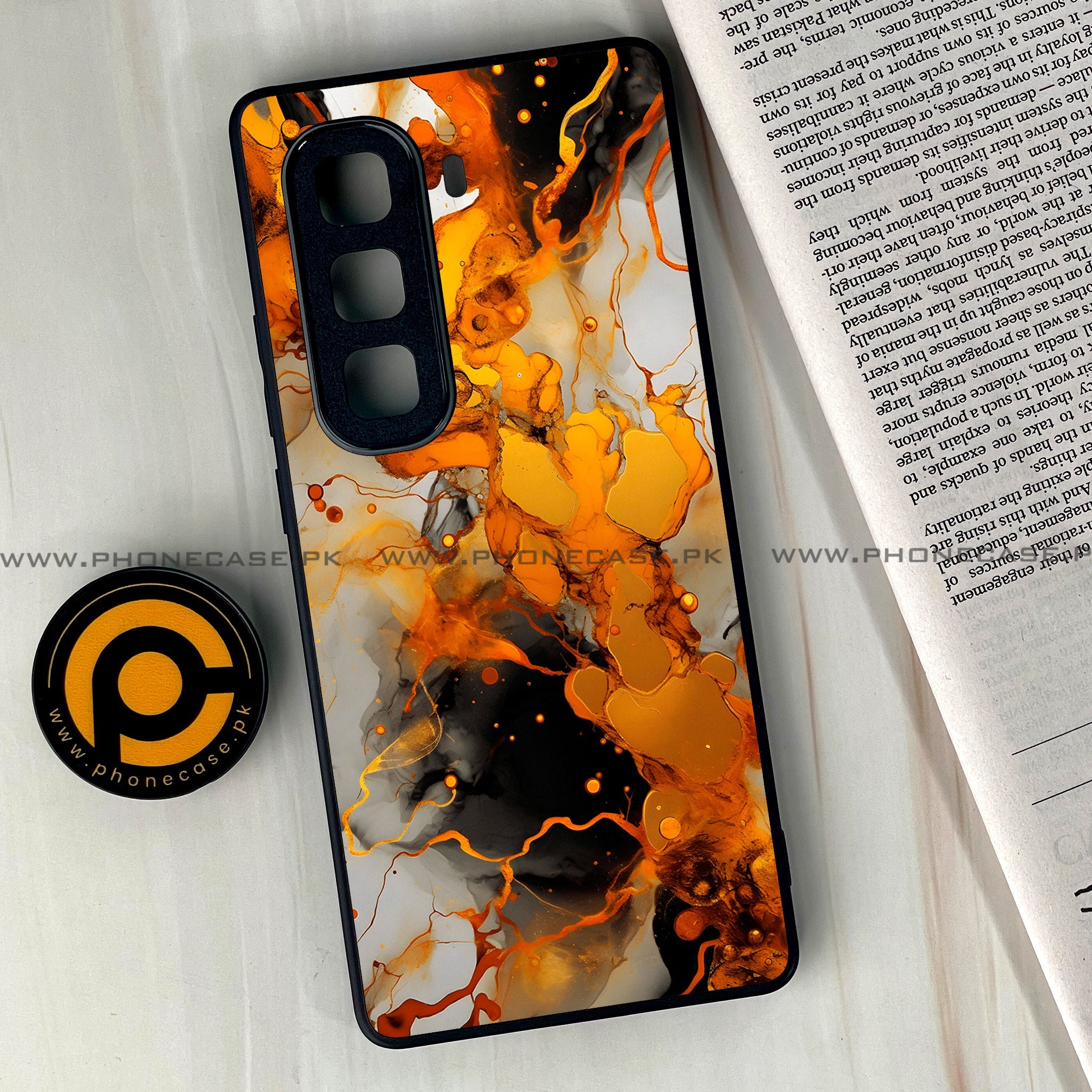 Infinix Hot 60 Pro Plus - Liquid Marble Series - Premium Metal Printed soft Bumper shock Proof Case