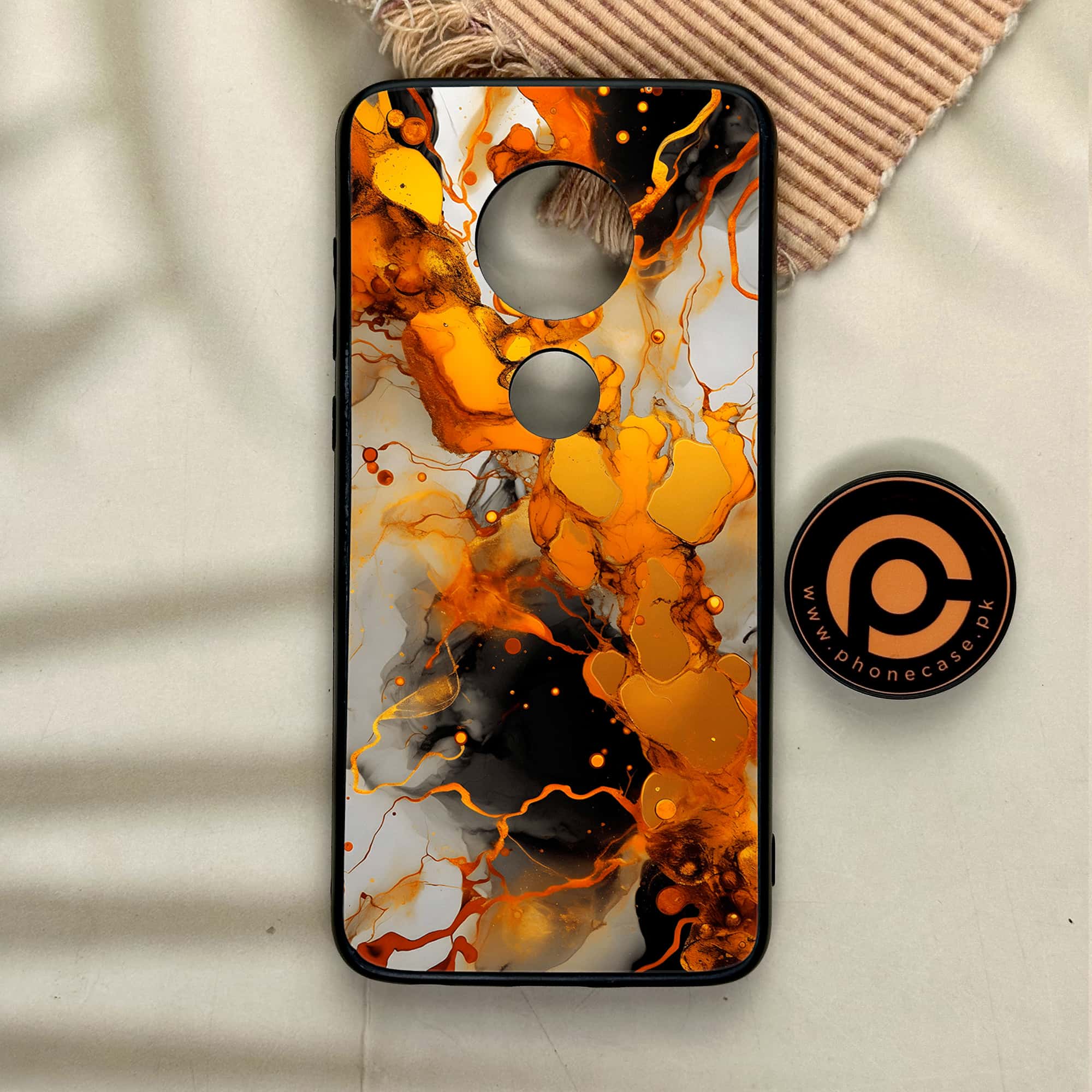 Moto G7 - Liquid Marble Series - Premium Printed Glass soft Bumper shock Proof Case