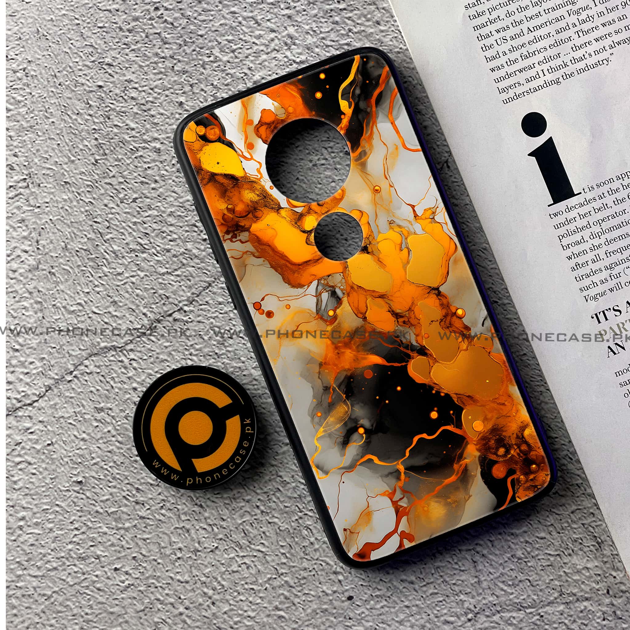 Moto G7 - Liquid Marble Series - Premium Printed Glass soft Bumper shock Proof Case