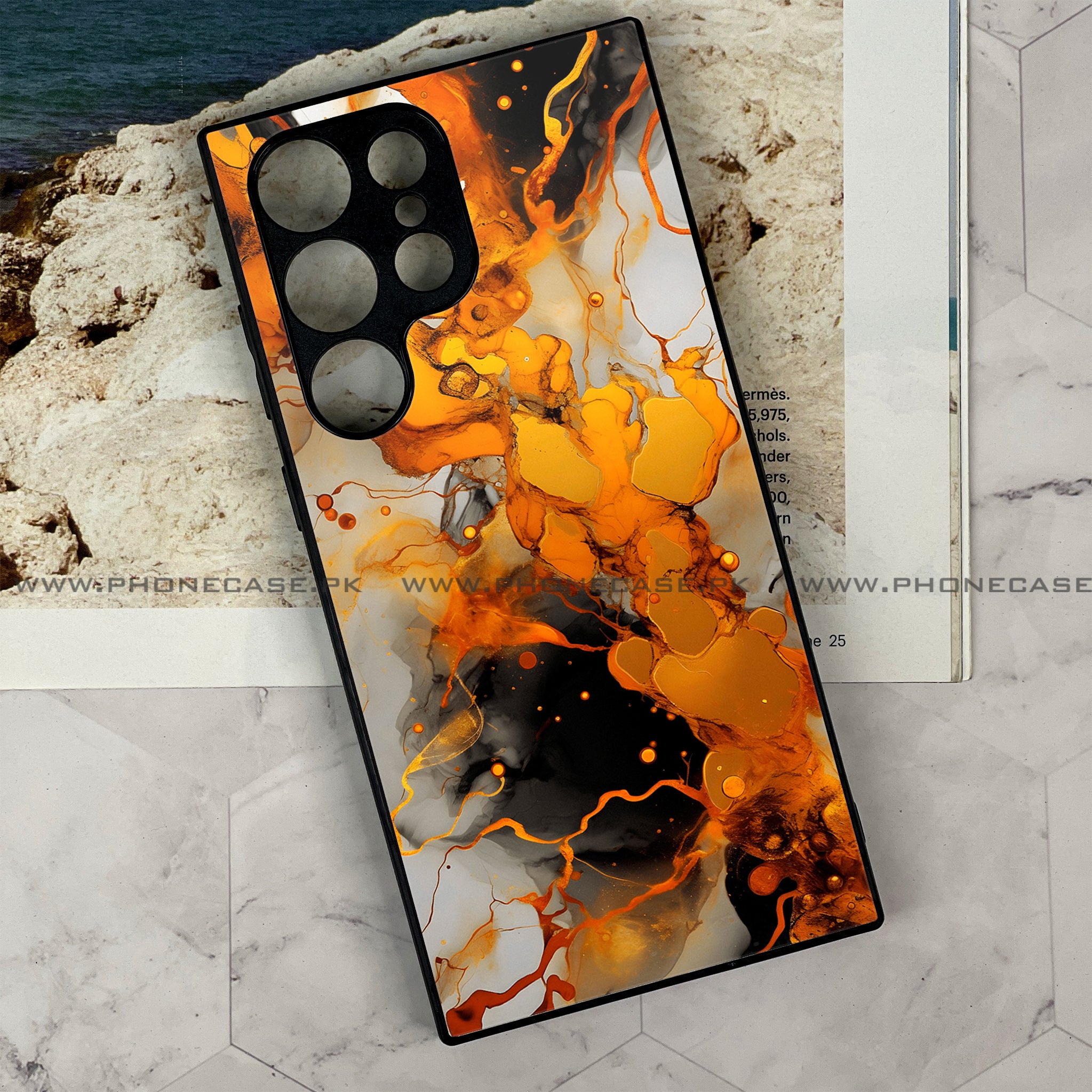 Samsung Galaxy S22 Ultra - Liquid Marble Series - Premium Metal Printed soft Bumper shock Proof Case