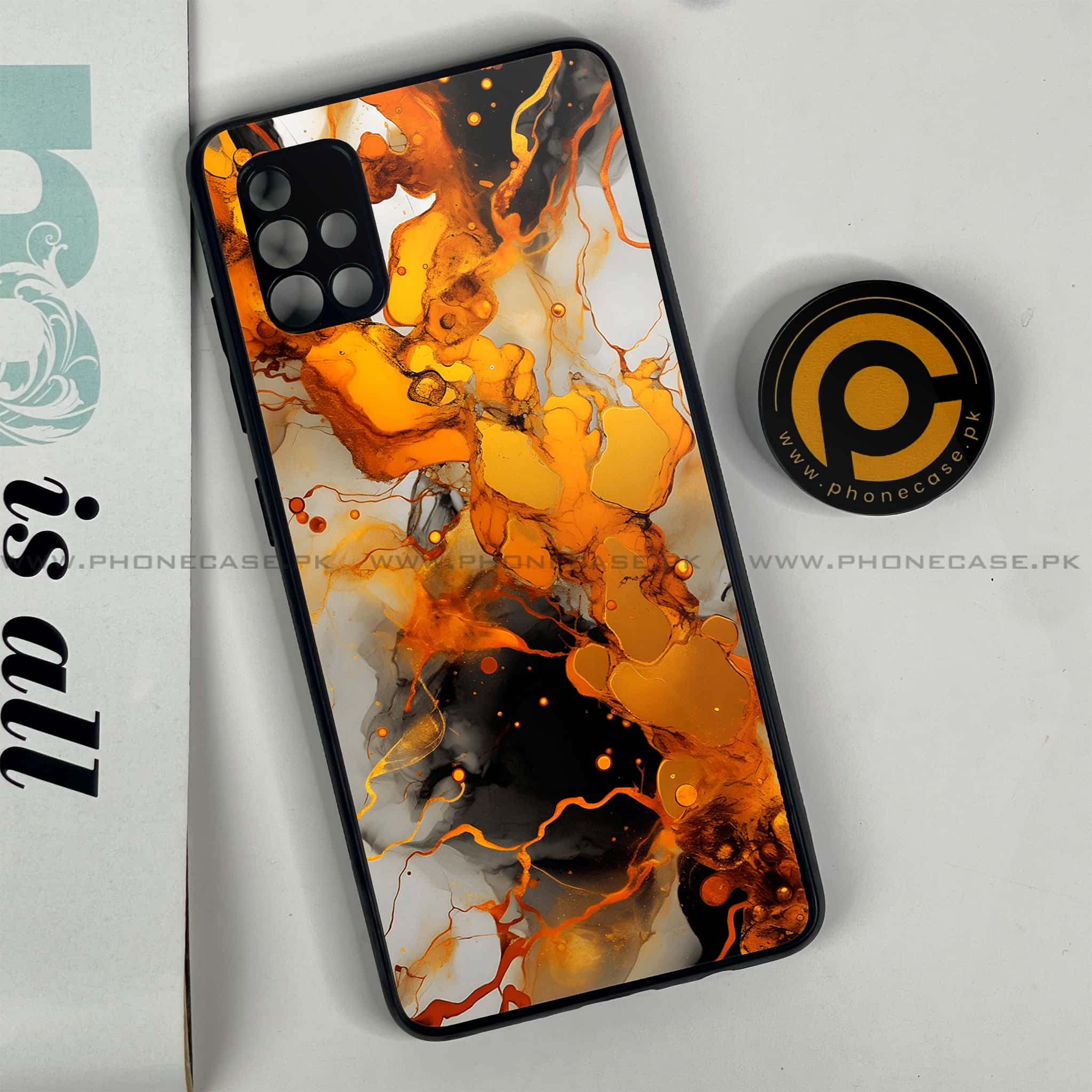 Samsung Galaxy A51 Liquid Marble Series Premium Printed Glass soft Bumper shock Proof Case