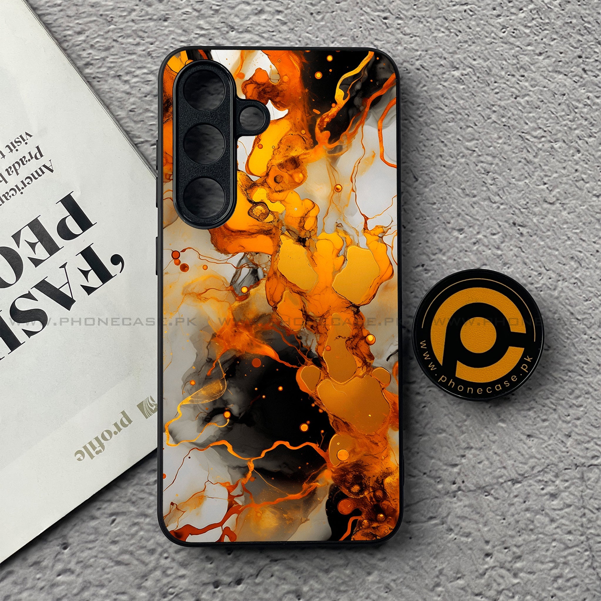 Samsung Galaxy S25 FE - Liquid Marble Series - Premium Metal Printed soft Bumper shock Proof Case