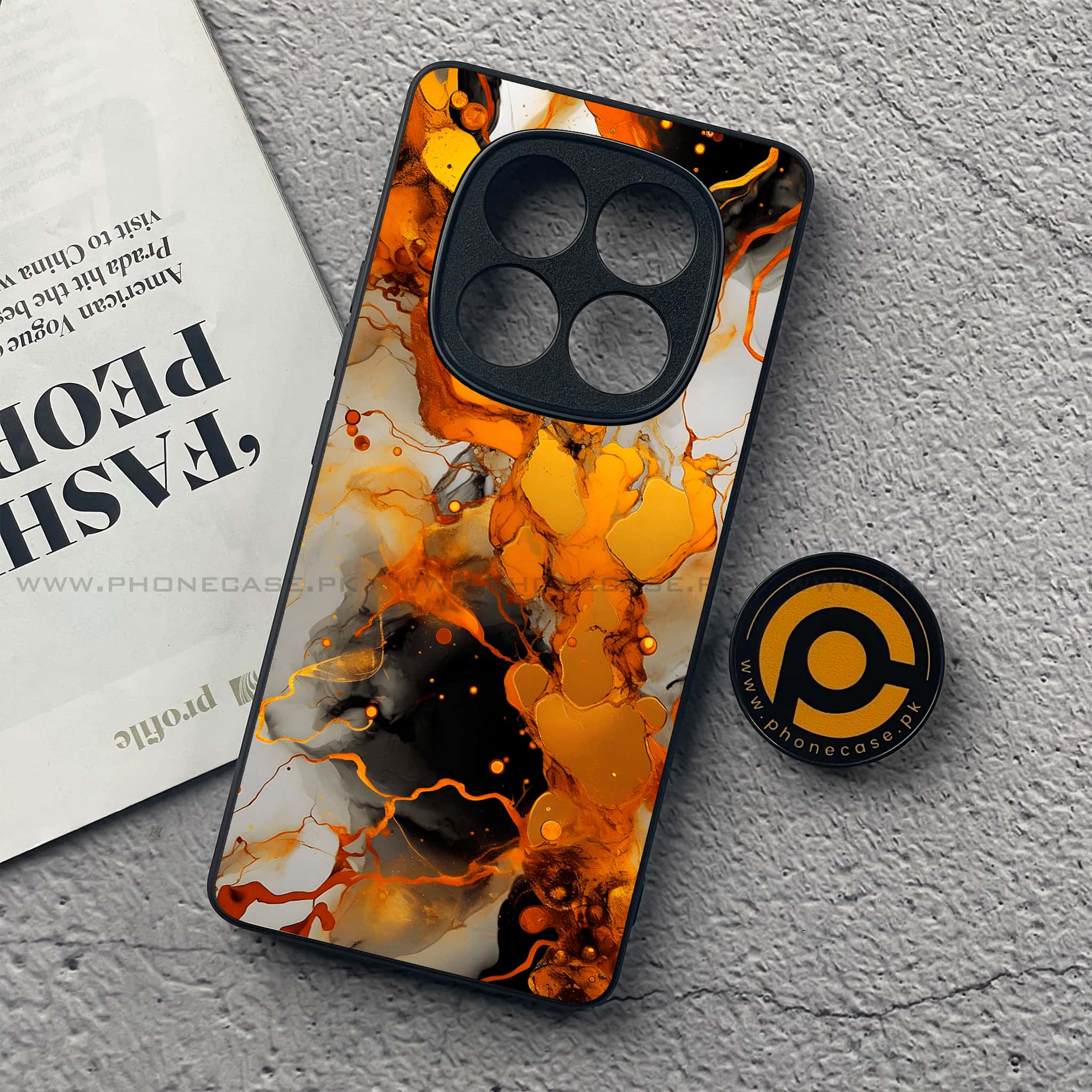 Redmi Note 14 Pro Plus 5G - Liquid Marble Series - Premium Printed Glass soft Bumper shock Proof Case
