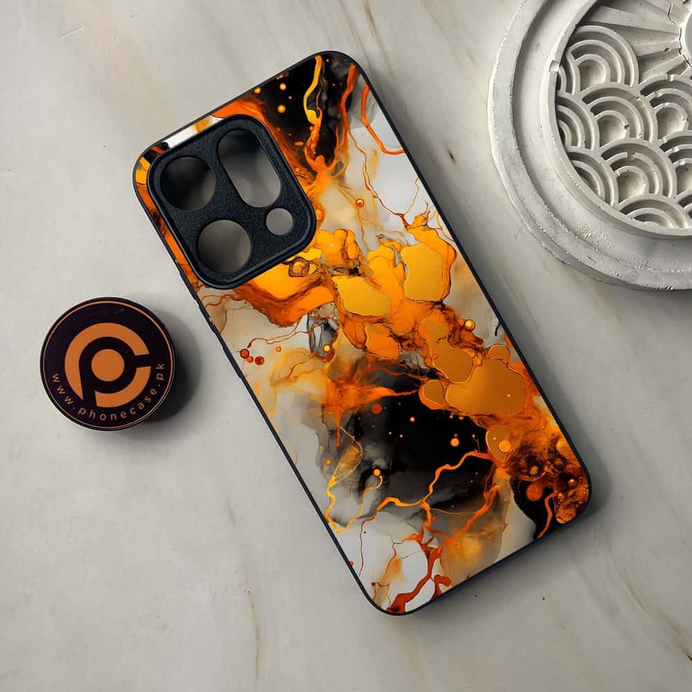 Oppo Reno 14 5G - Liquid Marble Series - Premium Metal Printed soft Bumper shock Proof Case