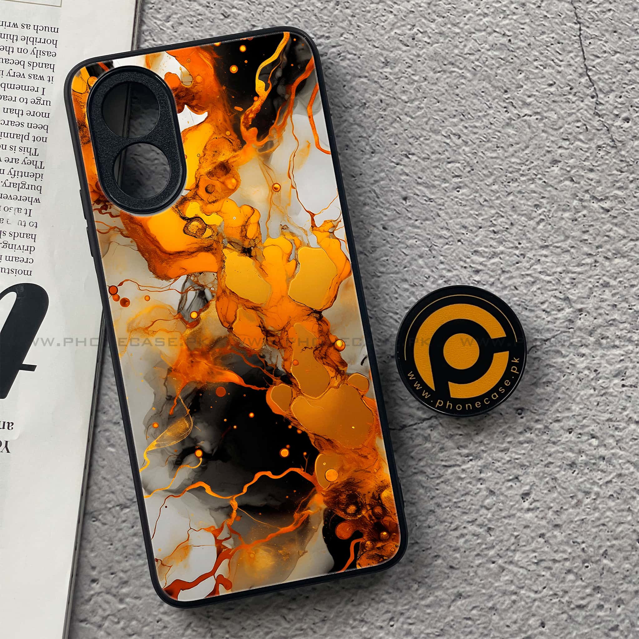 Oppo A18 4G - Liquid Marble Series - Premium Printed Glass soft Bumper shock Proof Case