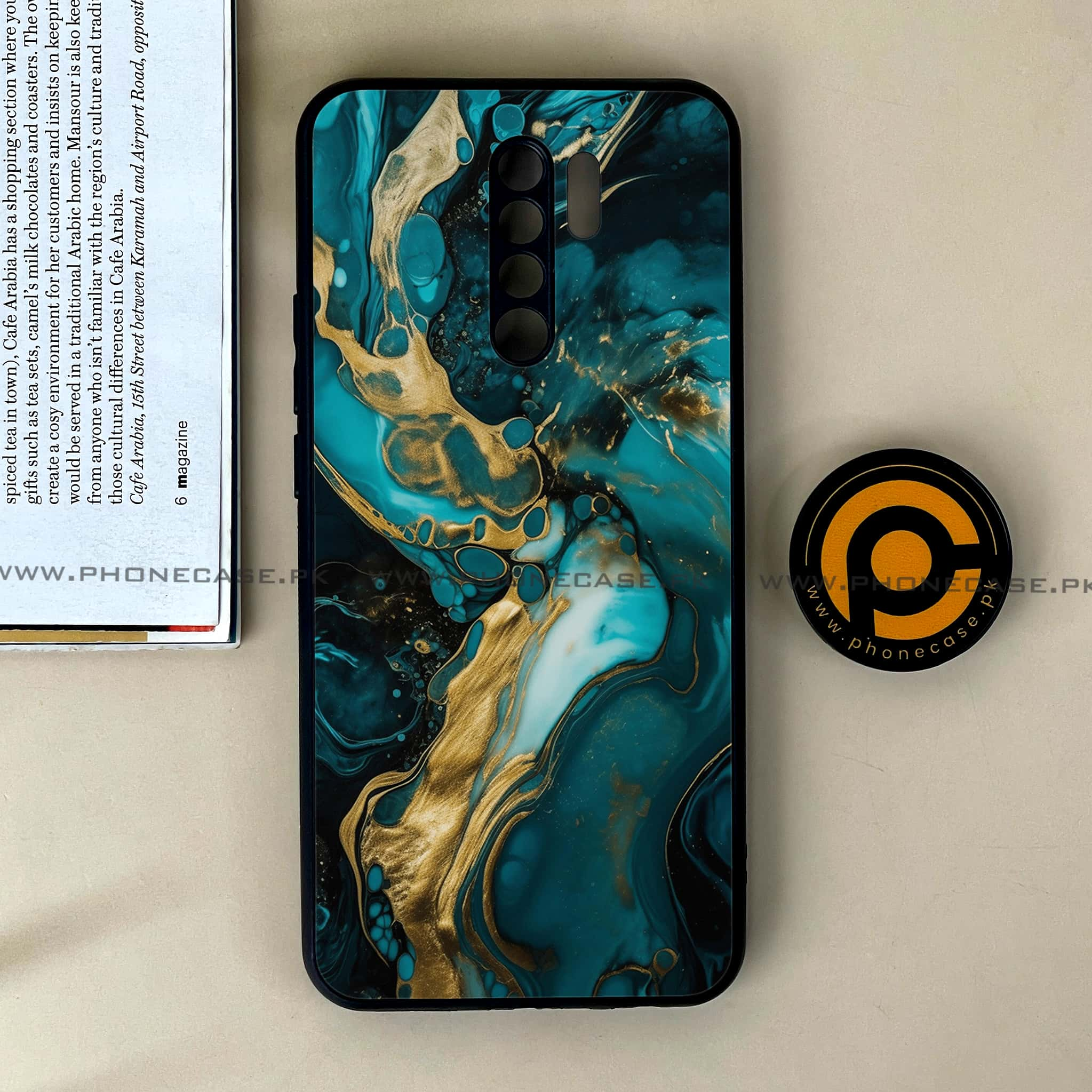 Xiaomi Redmi 9 - Liquid Marble Series - Premium Printed Glass soft Bumper shock Proof Case