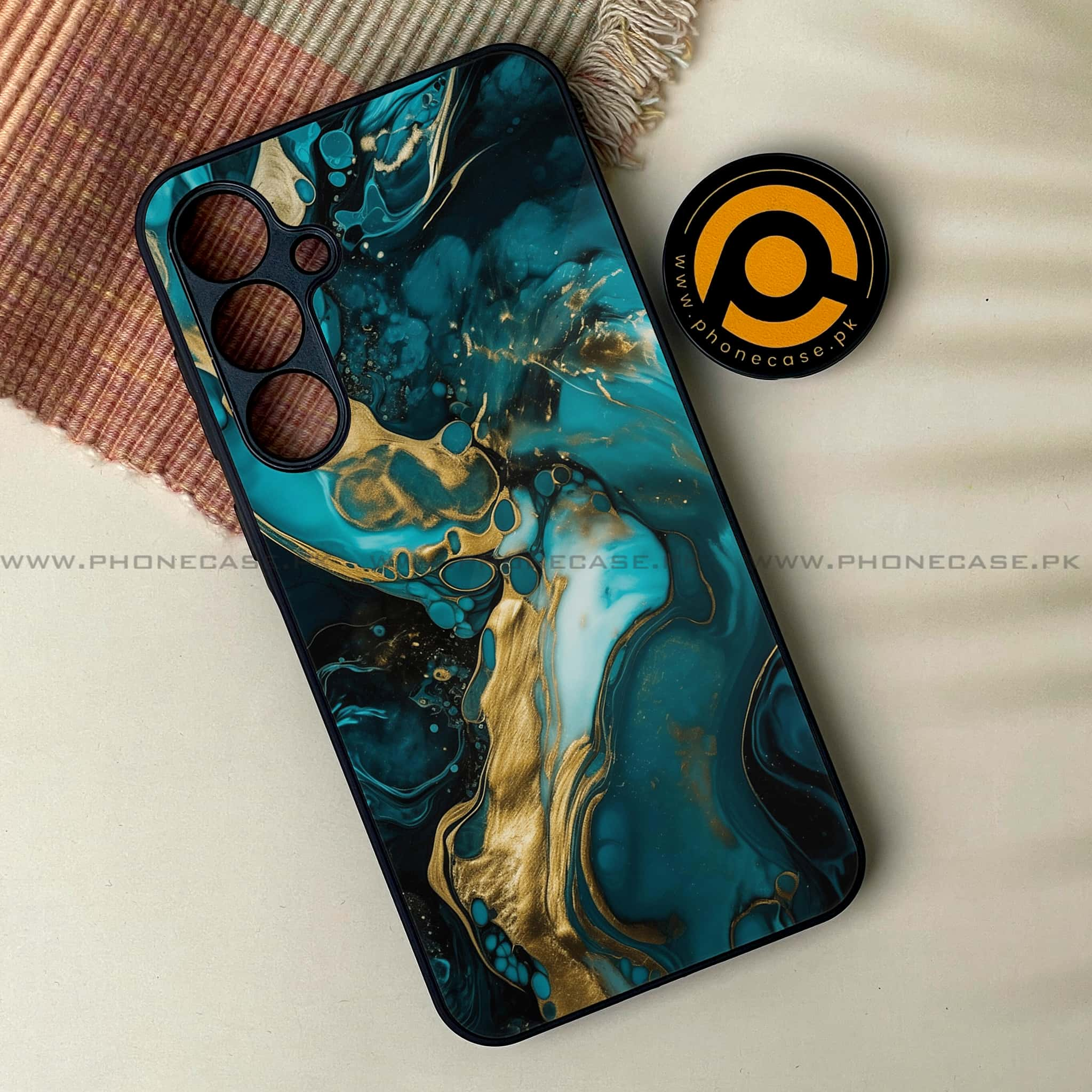 Samsung Galaxy A34 - Liquid Marble Series - Premium Printed Glass soft Bumper shock Proof Case