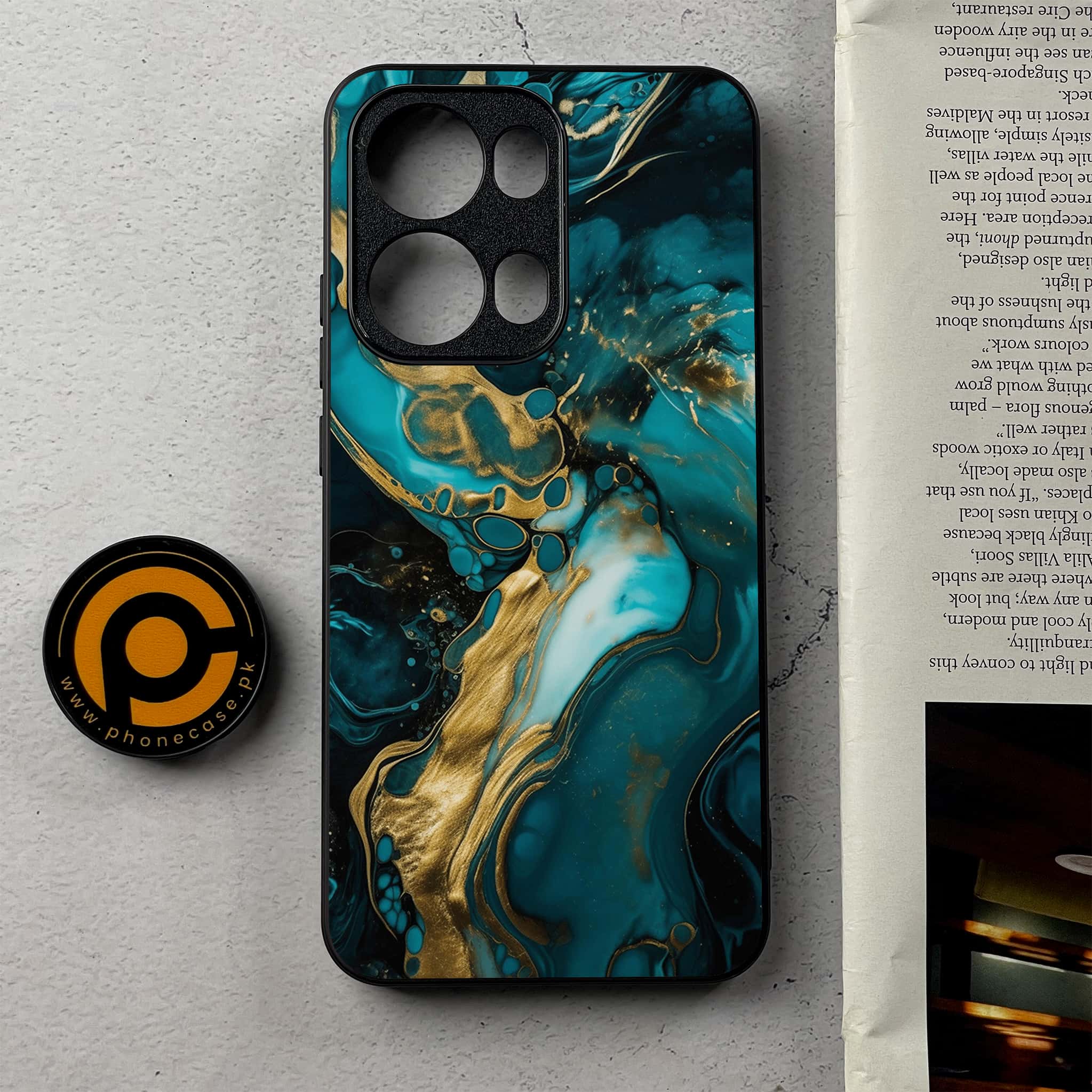 Oppo Reno 13 Pro - Liquid Marble Series - Premium Metal Printed Soft Bumper Shockproof Case