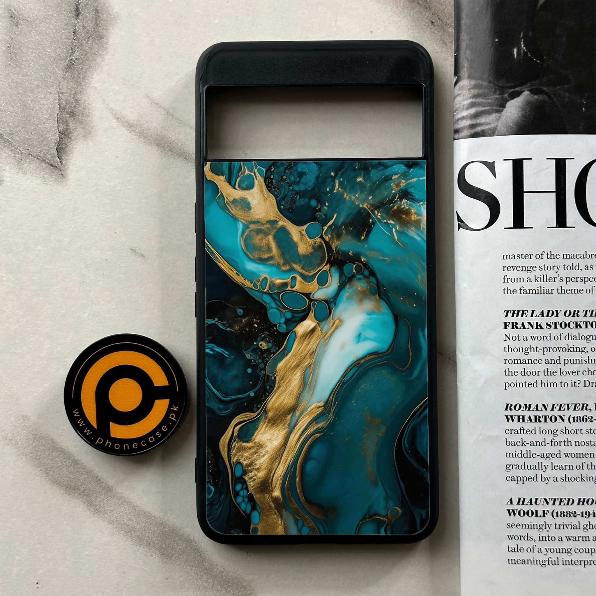 Google Pixel 8 Pro - Liquid Marble Series - Premium Printed Glass soft Bumper shock Proof Case