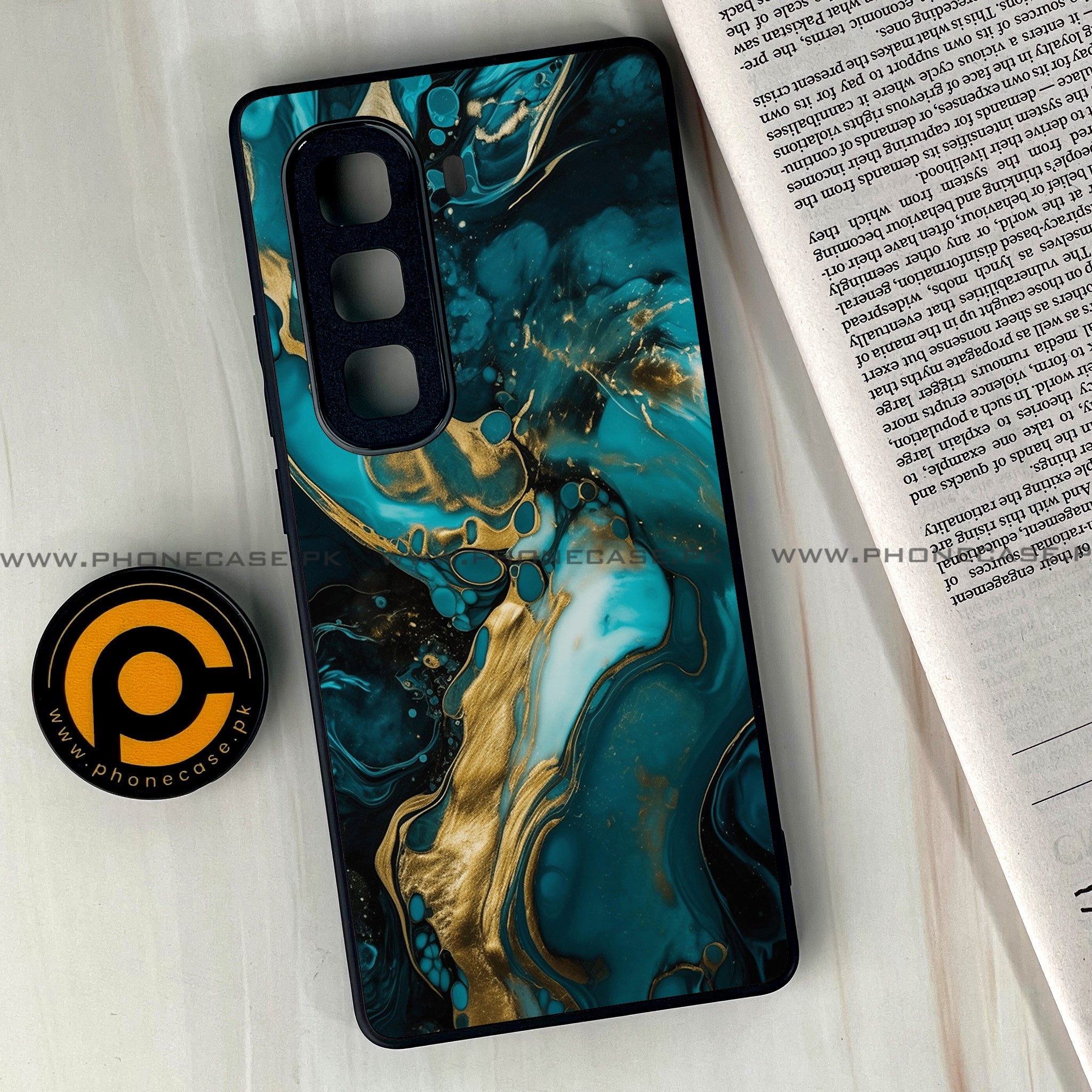 Infinix Hot 60 Pro Plus - Liquid Marble Series - Premium Metal Printed soft Bumper shock Proof Case