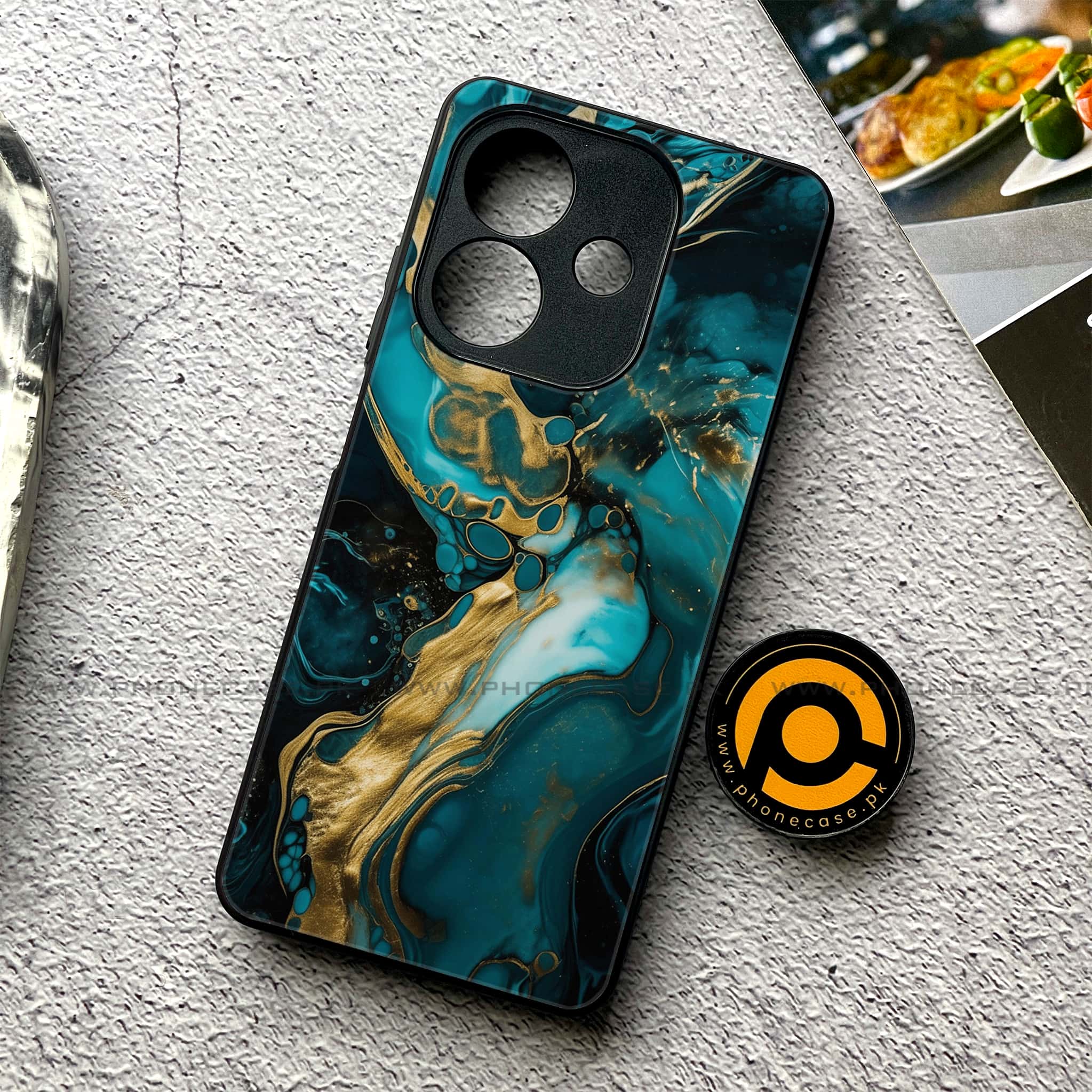 Oppo A5i - Liquid Marble Series - Premium Metal Printed soft Bumper shock Proof Case