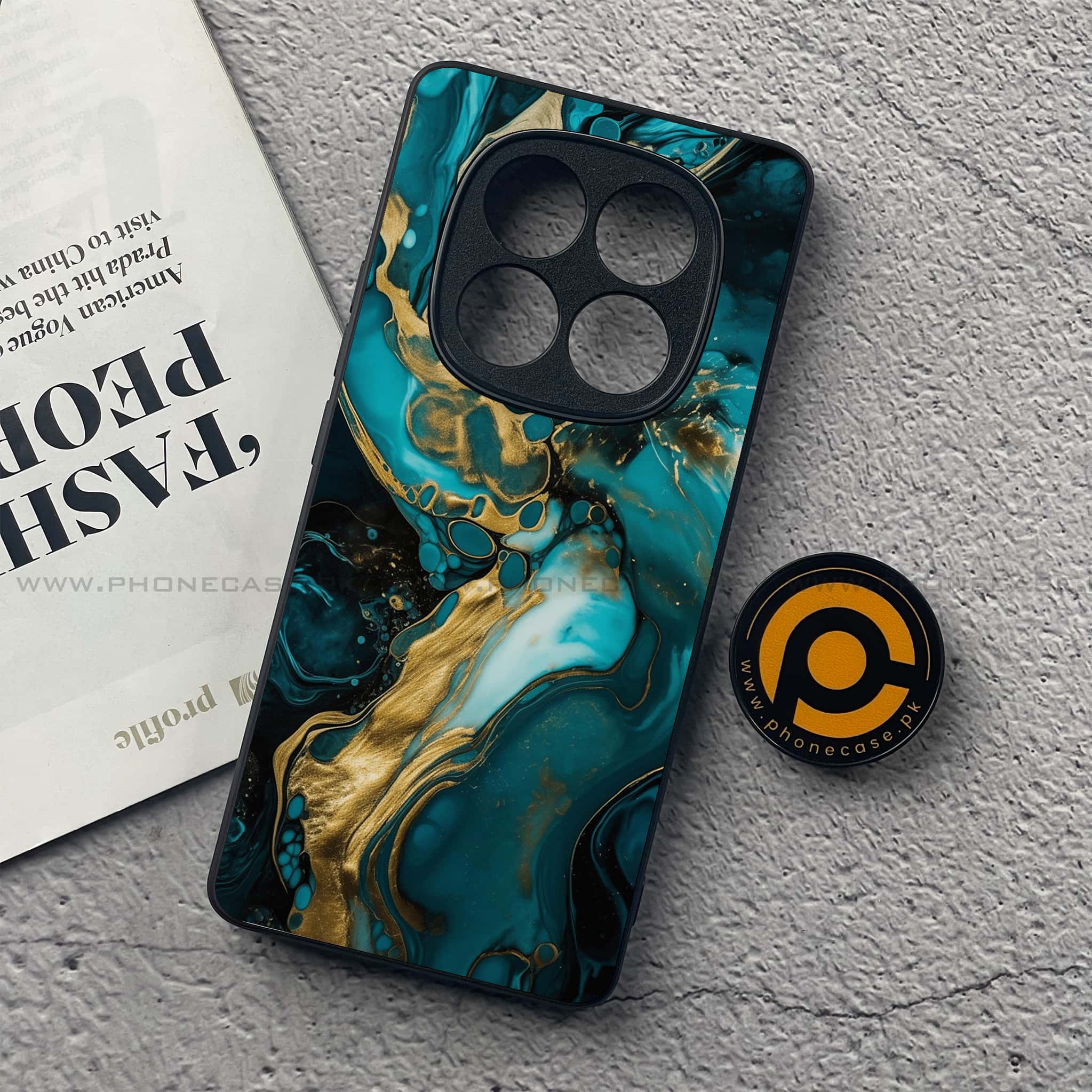 Redmi Note 14 Pro Plus 5G - Liquid Marble Series - Premium Printed Glass soft Bumper shock Proof Case
