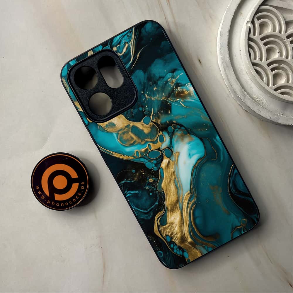 Oppo Reno 14F - Liquid Marble Series - Premium Metal Printed Soft Bumper Shockproof Case