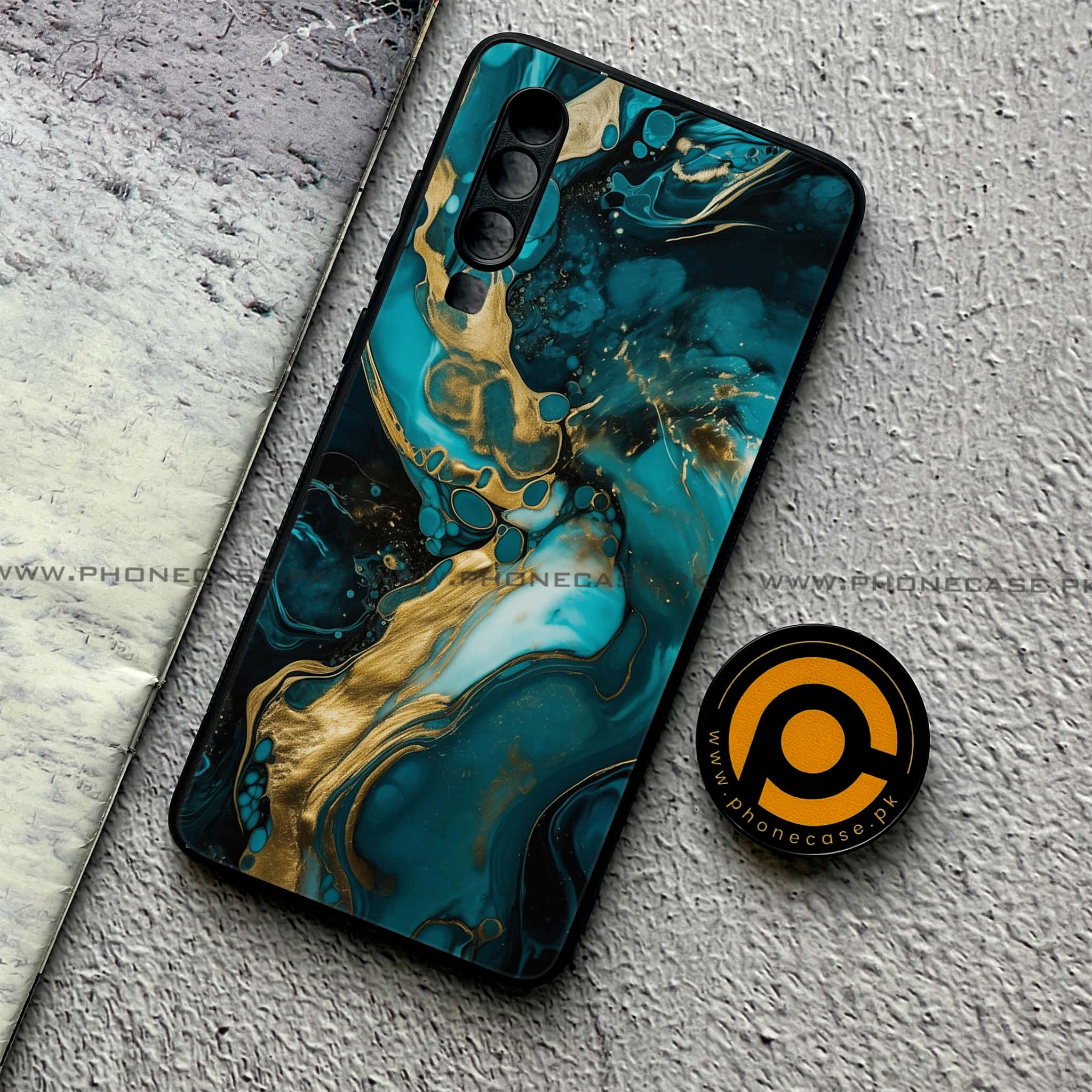 Huawei P30 - Liquid Marble Series - Premium Printed Glass soft Bumper shock Proof Case