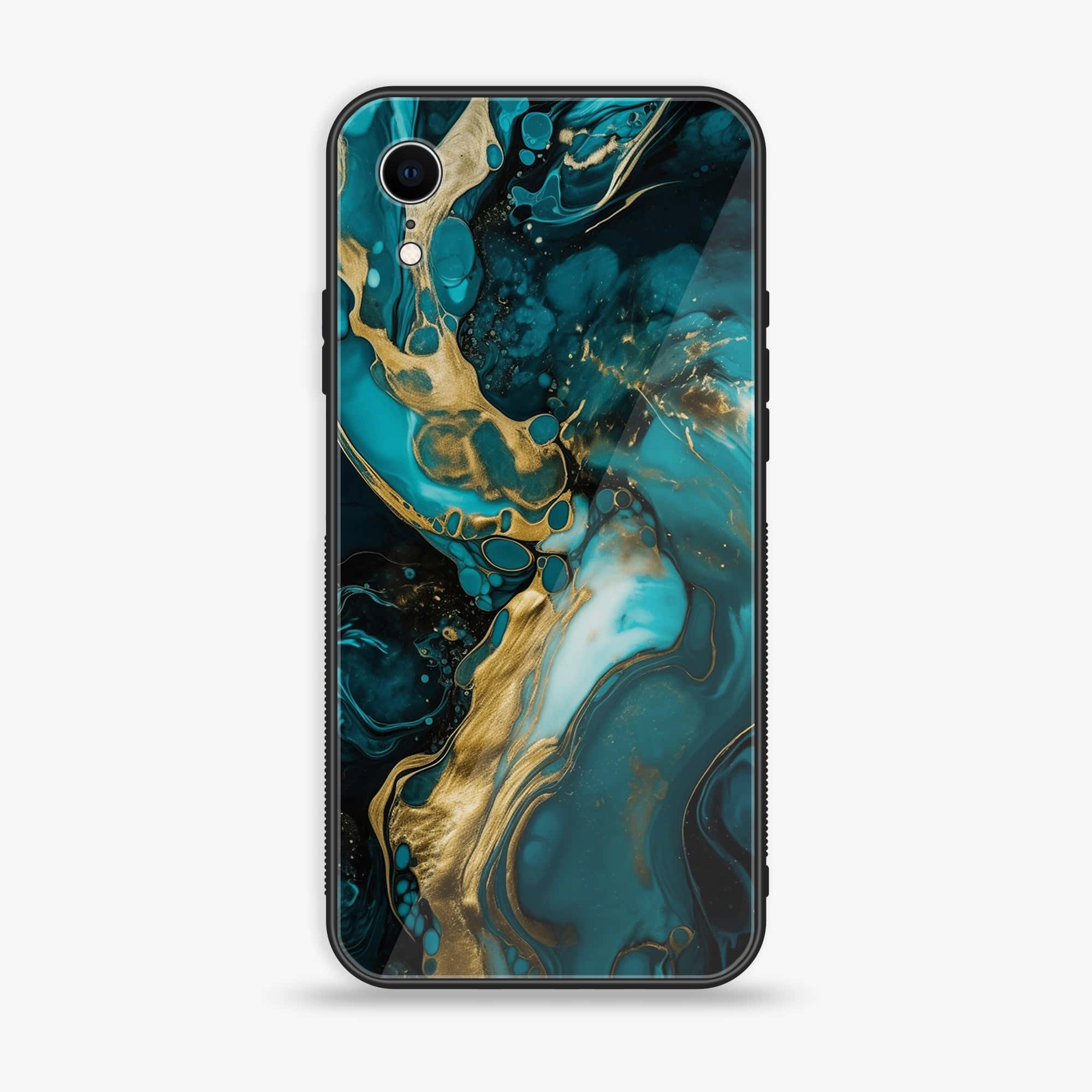 iPhone XR - Liquid Marble Series - Premium Printed Glass soft Bumper shock Proof Case