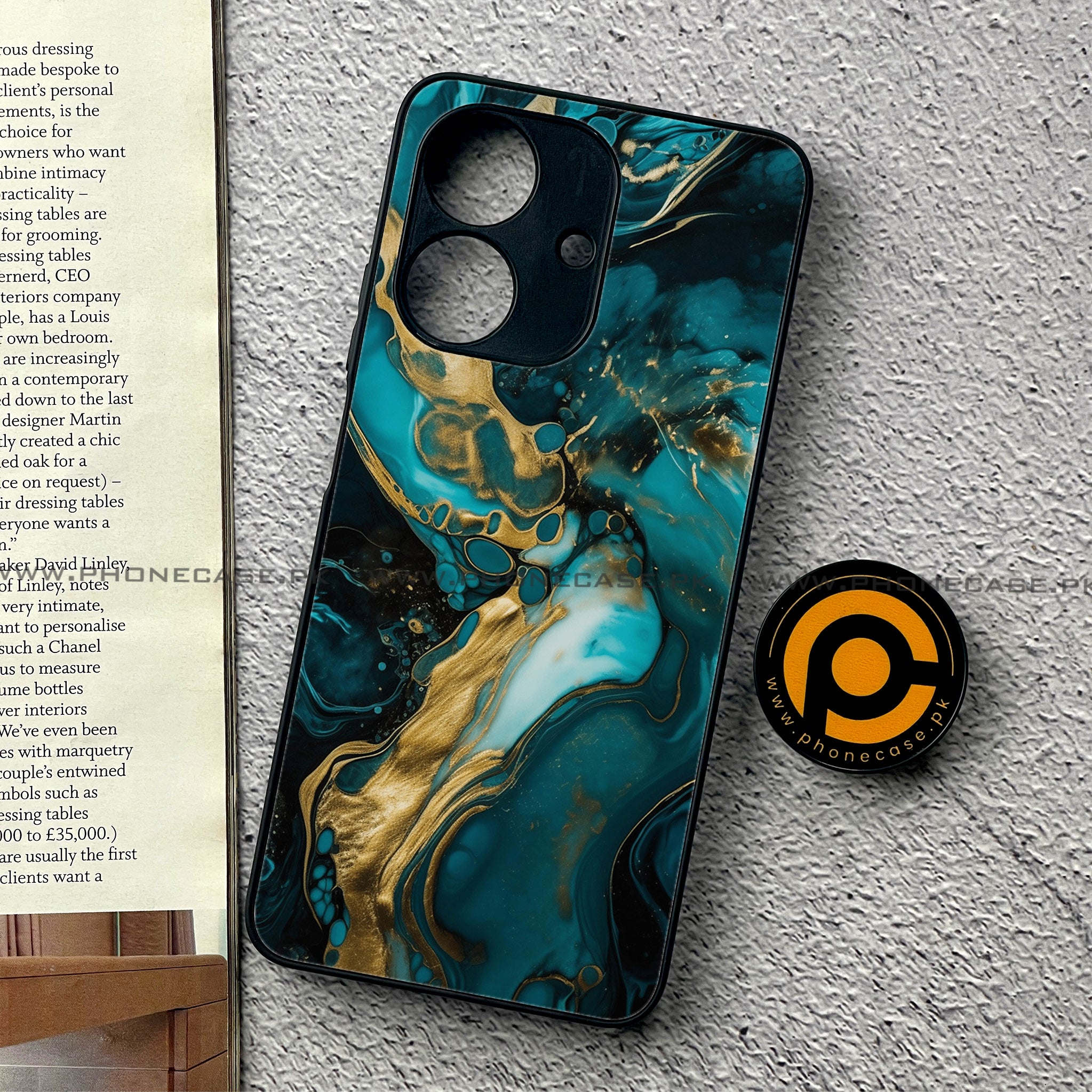 Realme Note 60 - Liquid Marble Series - Premium Printed Glass soft Bumper shock Proof Case