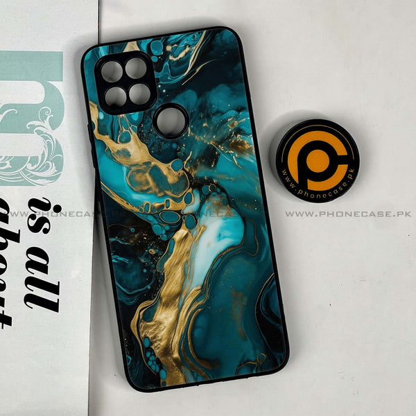 Oppo A15s - Liquid Marble Design 3 - Premium Printed Glass soft Bumper shock Proof Case CS-15882