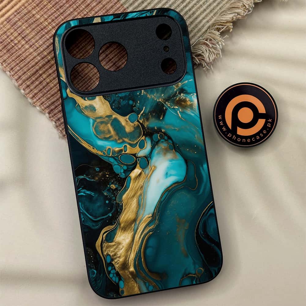 iPhone 17 Pro Max - Liquid Marble Series - Premium Metal Printed soft Bumper shock Proof Case