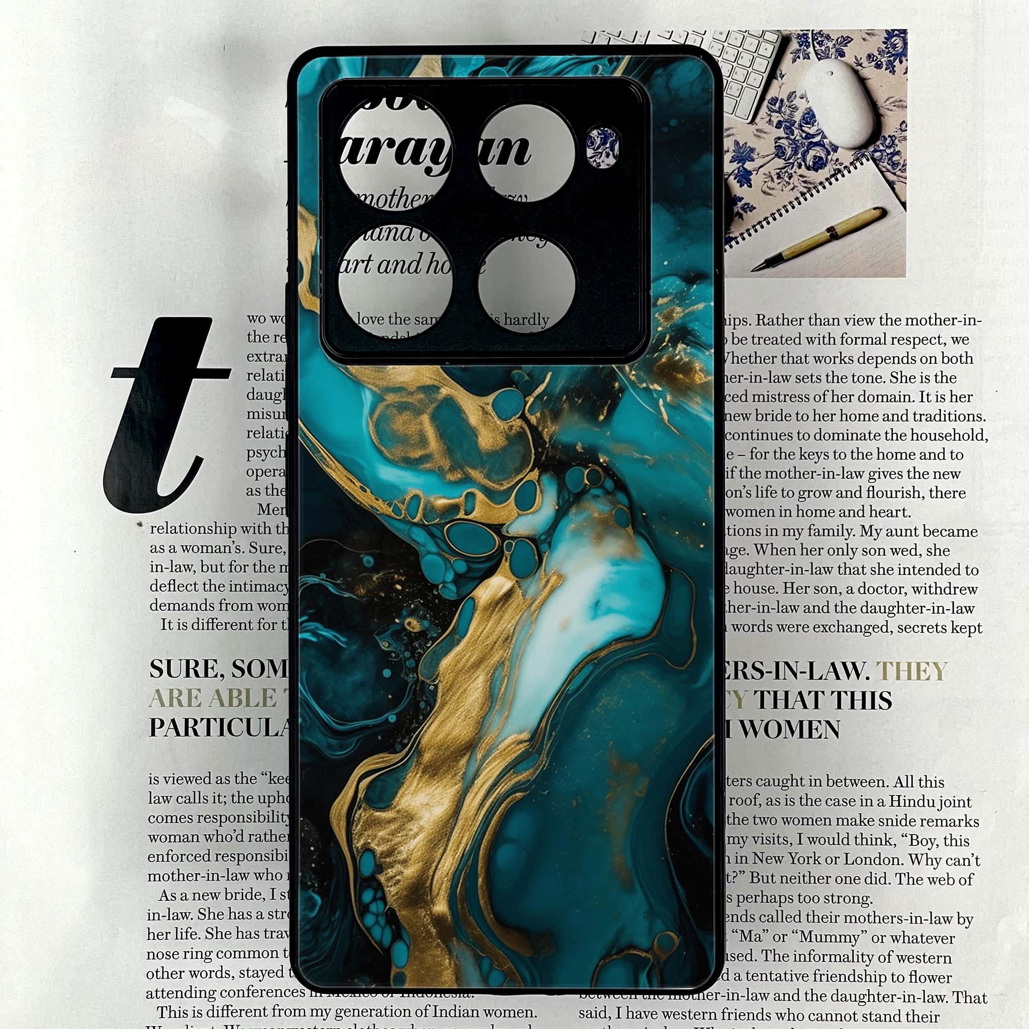 Infinix Note 40 Pro Plus - Liquid Marble Series - Premium Metal Printed soft Bumper shock Proof Case