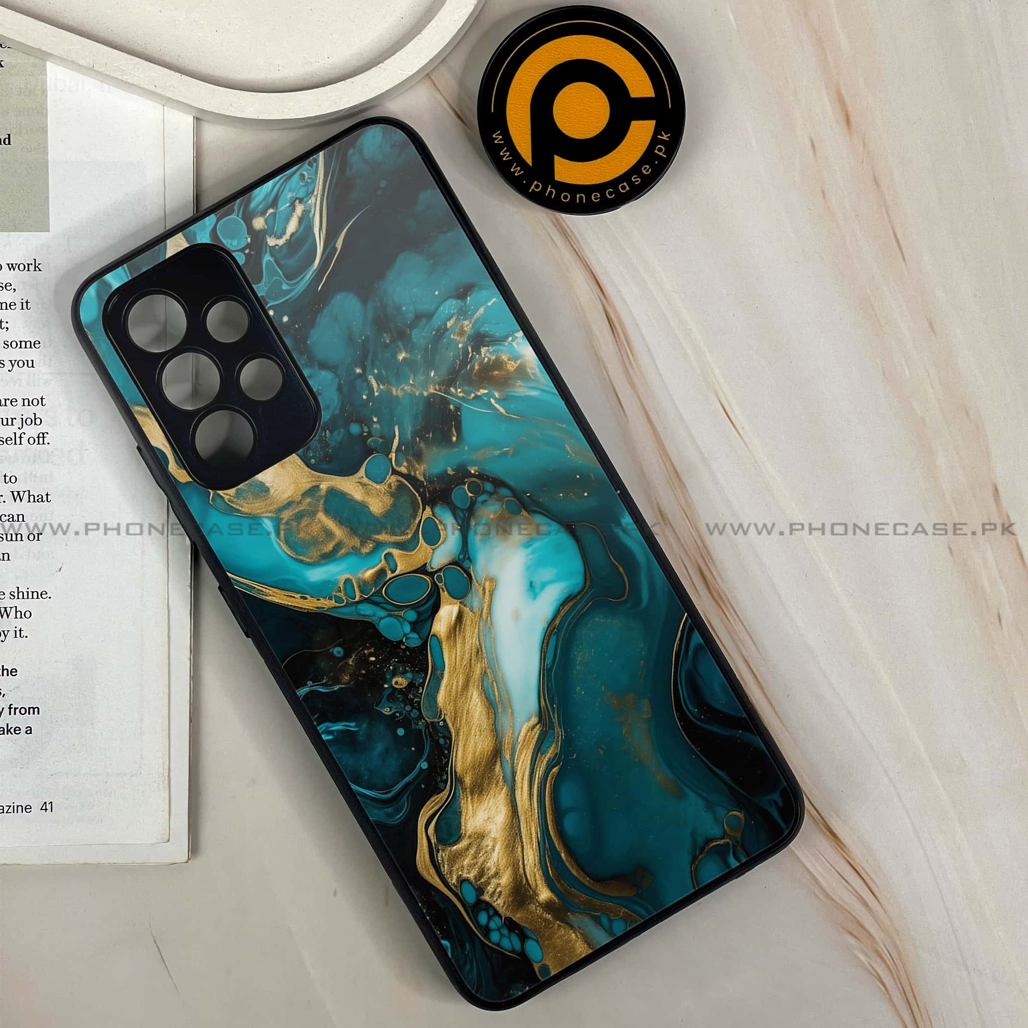 Samsung Galaxy A32 4G - Liquid Marble Series - Premium Printed Glass soft Bumper shock Proof Case