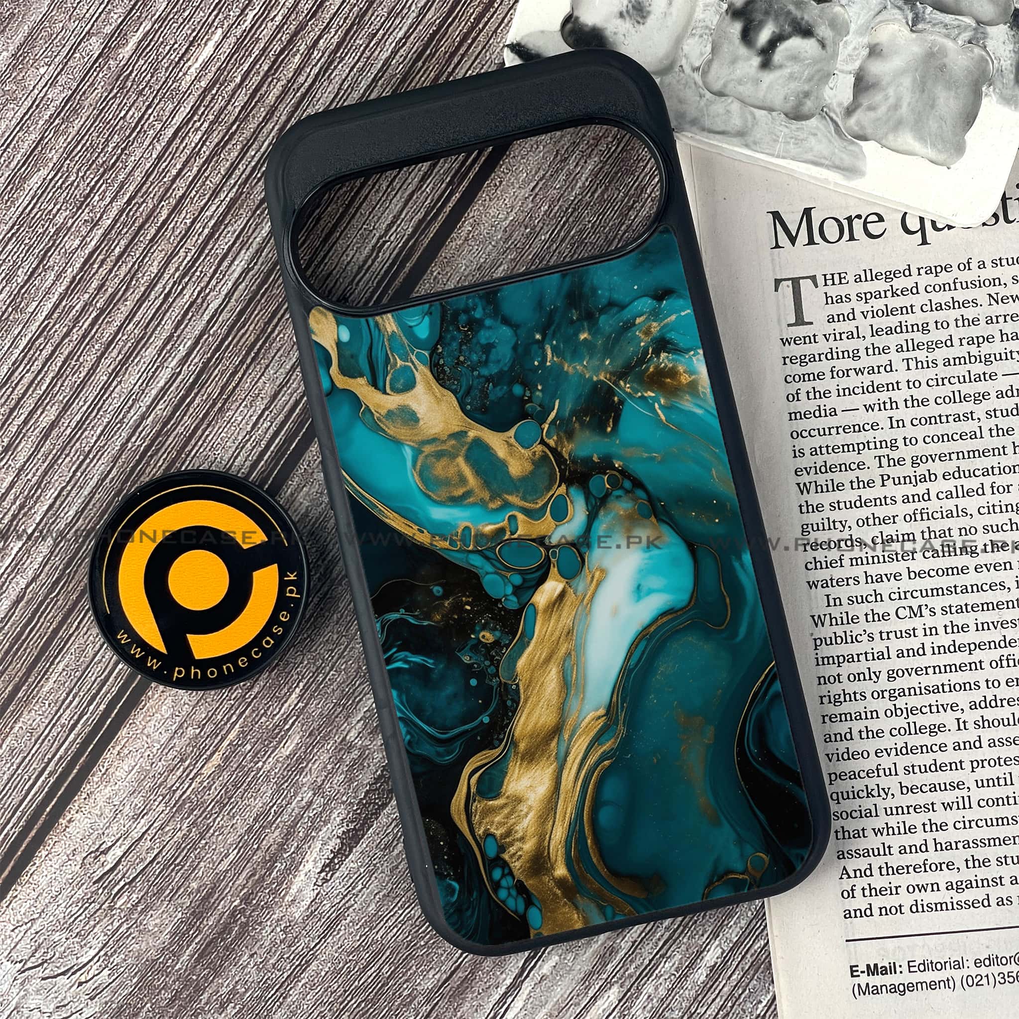 Google Pixel 9 - Liquid Marble Series - Premium Metal Printed soft Bumper Shock Proof Case