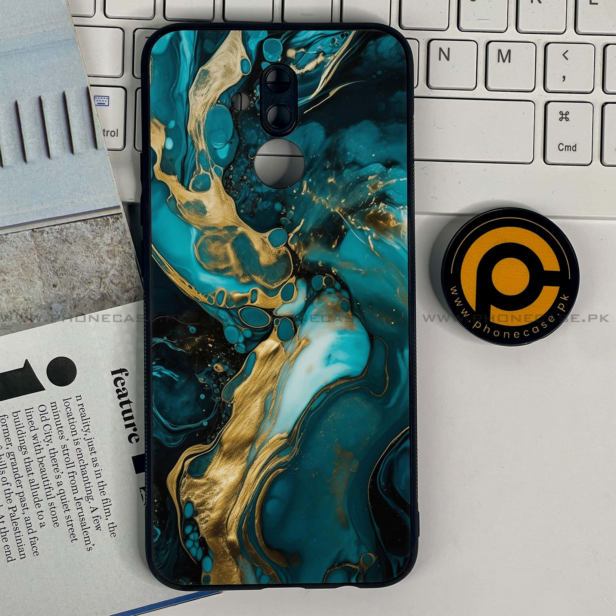 Huawei Mate 20 Lite - Liquid Marble Series - Premium Printed Glass soft Bumper shock Proof Case