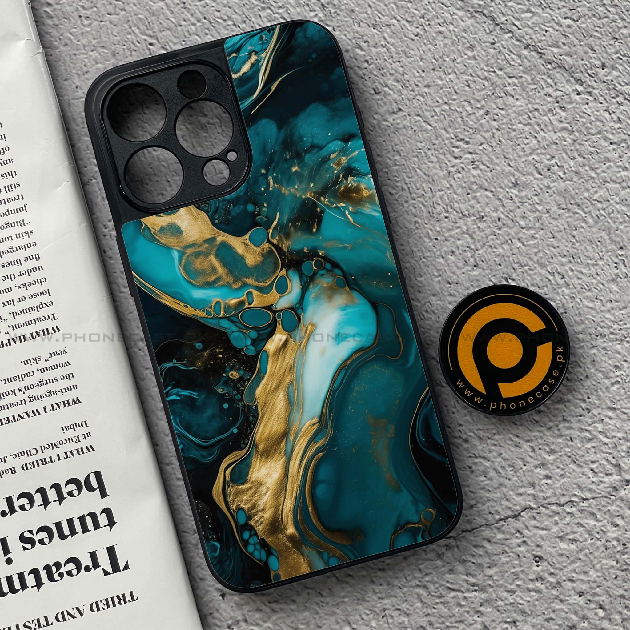 iPhone 15 Pro - Liquid Marble Series - Premium Metal Printed soft Bumper shock Proof Case