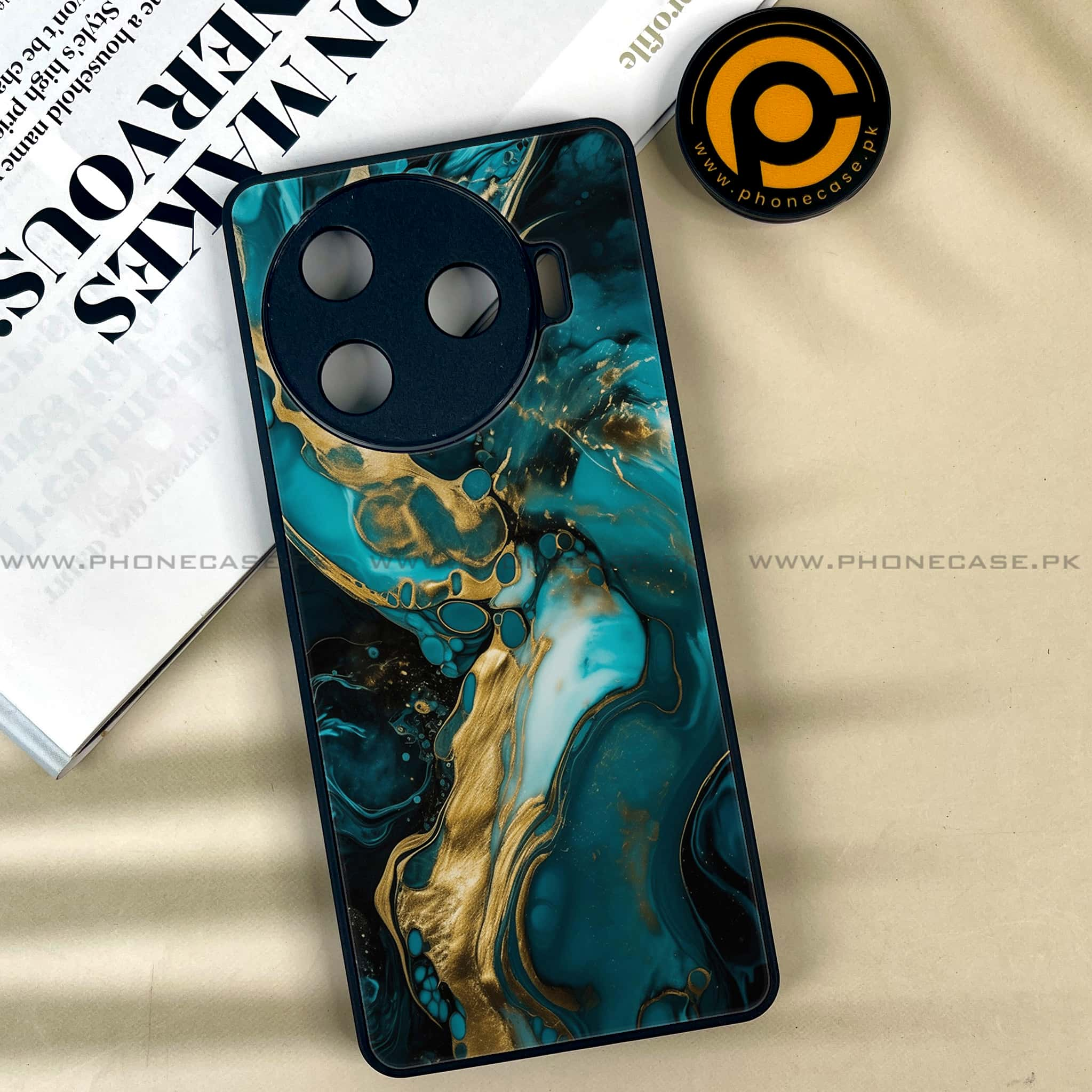 Tecno Camon 30 Pro - Liquid Marble Series - Premium Printed Glass soft Bumper shock Proof Case