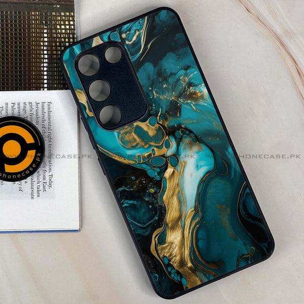 Vivo Y100 - Liquid Marble Design 3 - Premium Printed Glass soft Bumper shock Proof Case CS-16837