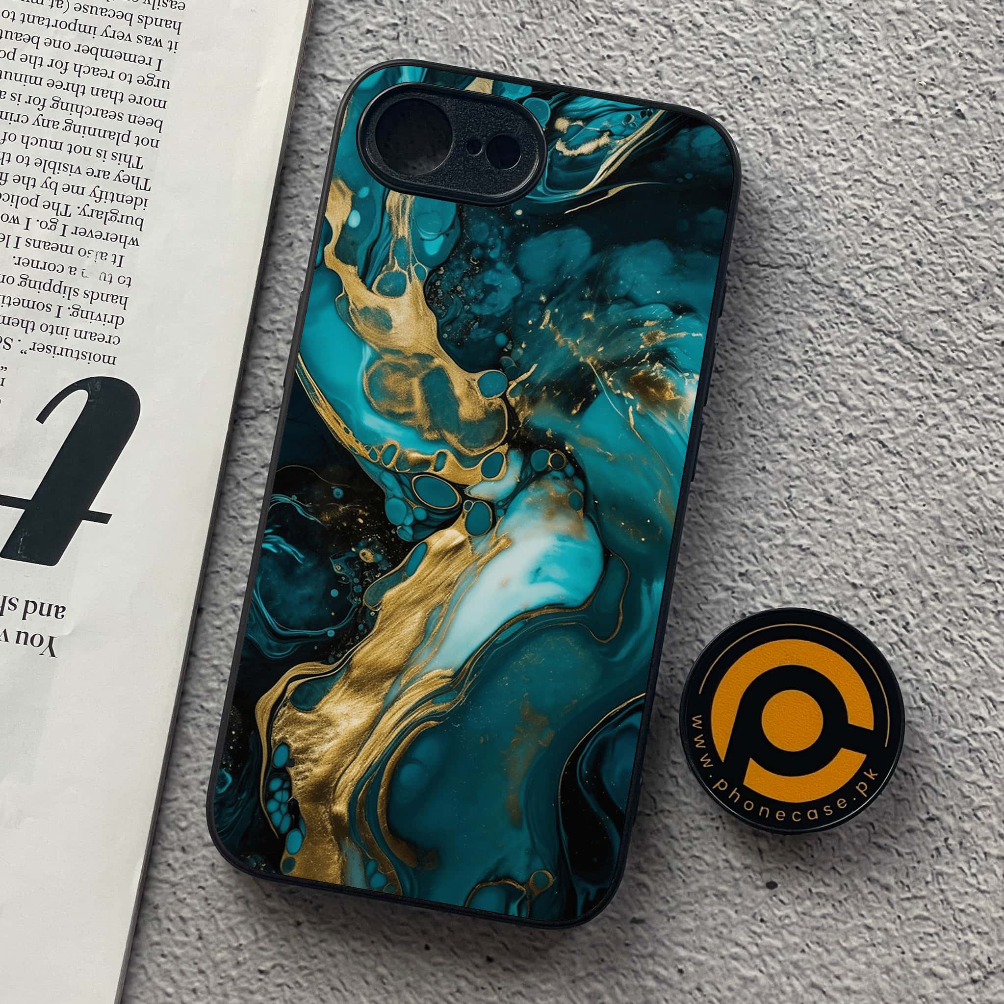 iPhone 16e - Liquid Marble Series - Premium Metal  Printed soft Bumper shock Proof Case