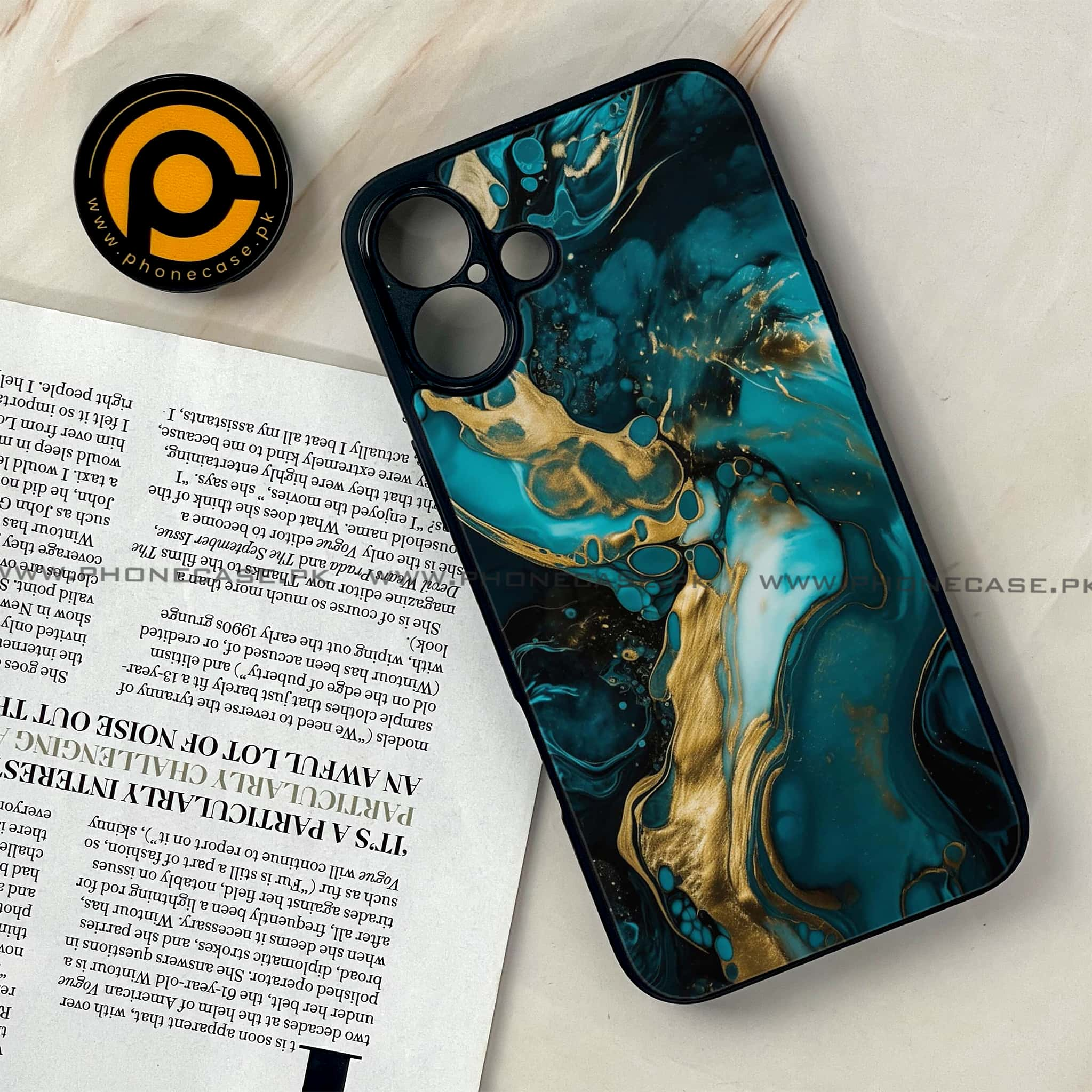 iPhone 16 - Liquid Marble Series - Premium Printed Glass soft Bumper shock Proof Case