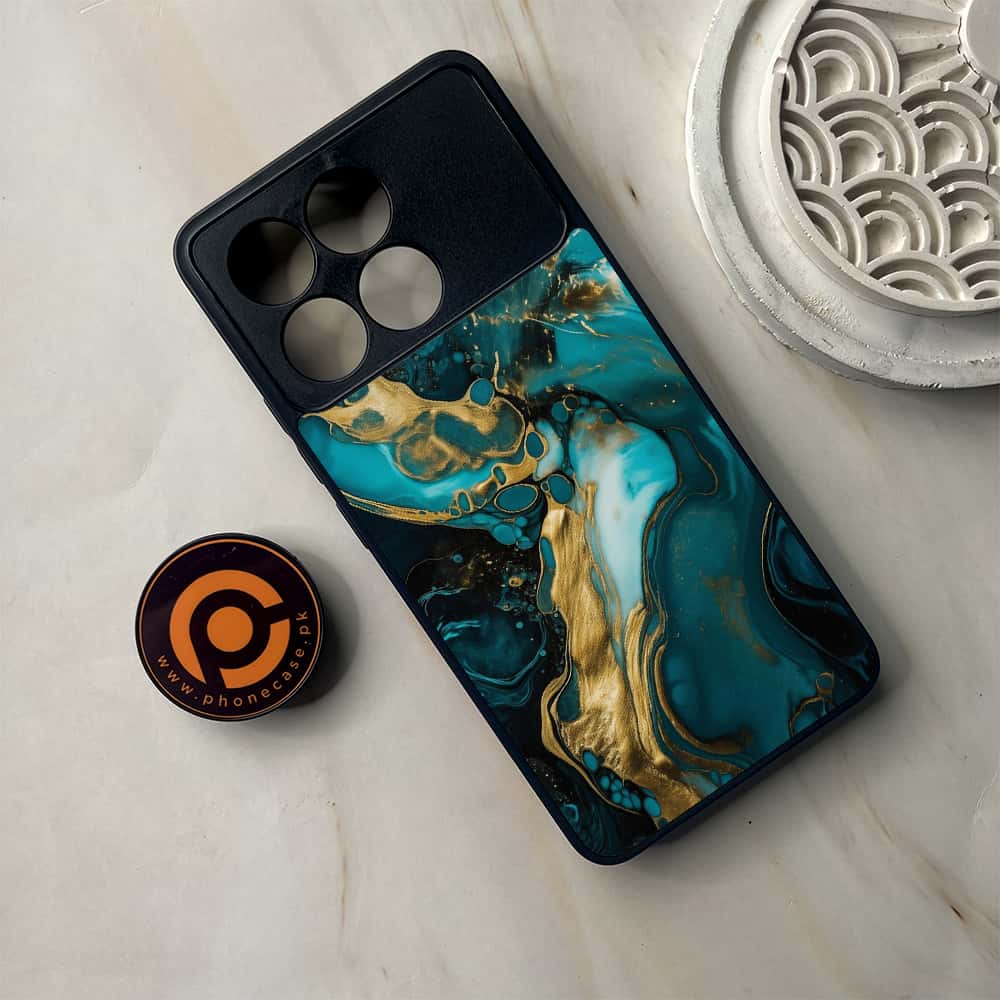 Xiaomi Poco F6 Pro - Liquid Marble Series - Premium Metal Printed soft Bumper shock Proof Case