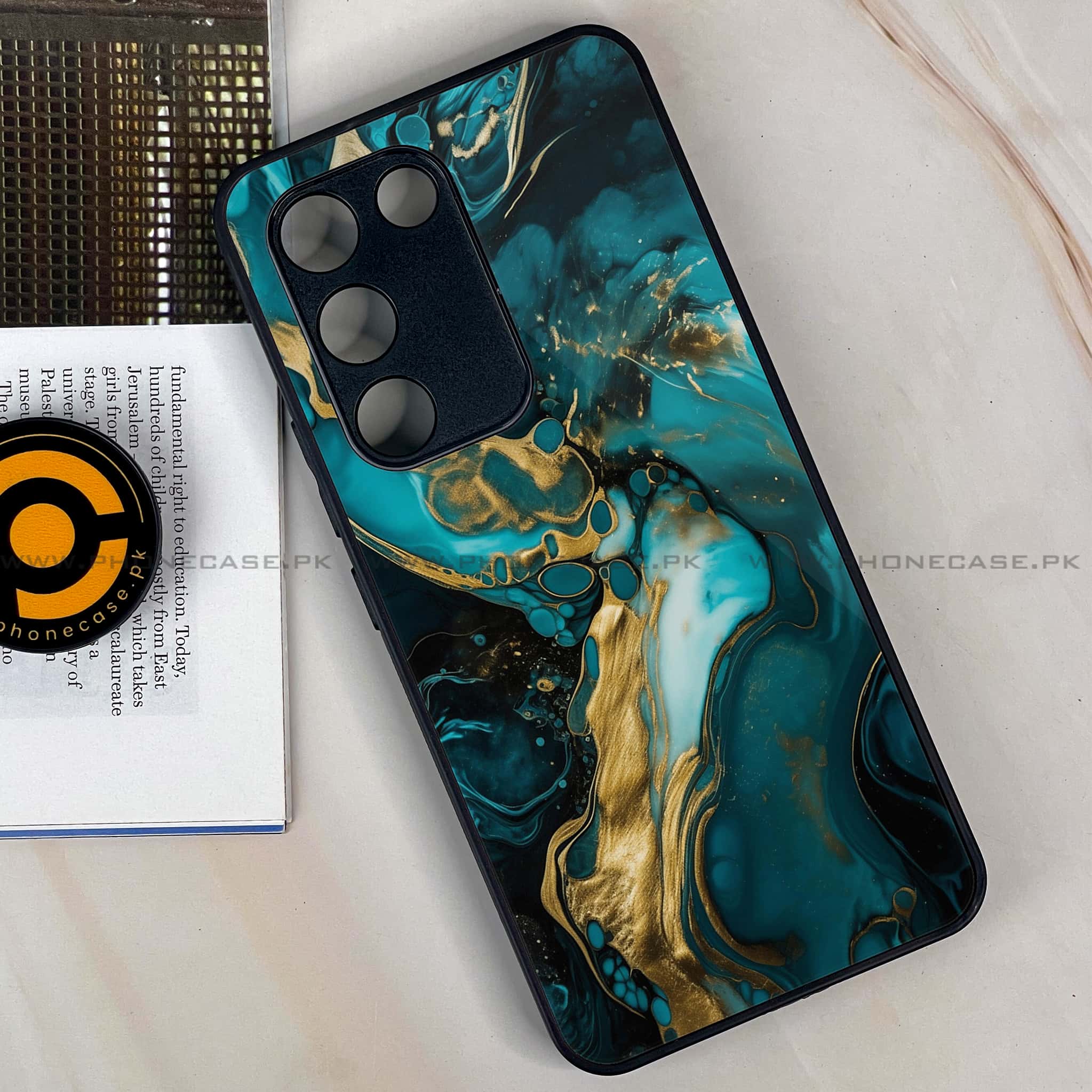 Vivo Y200e - Liquid Marble Series - Premium Metal Printed soft Bumper shock Proof Case