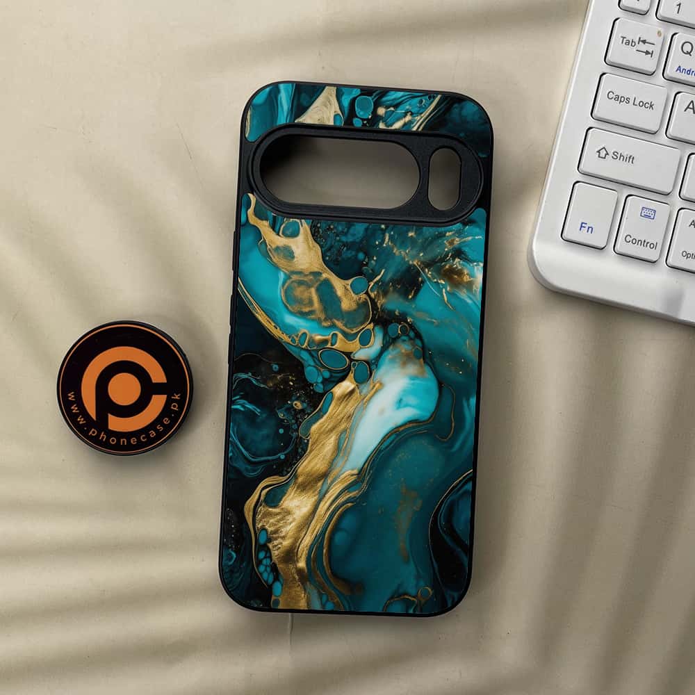 Google Pixel 10  - Liquid Marble Series - Premium Metal Printed soft Bumper Shockof Case