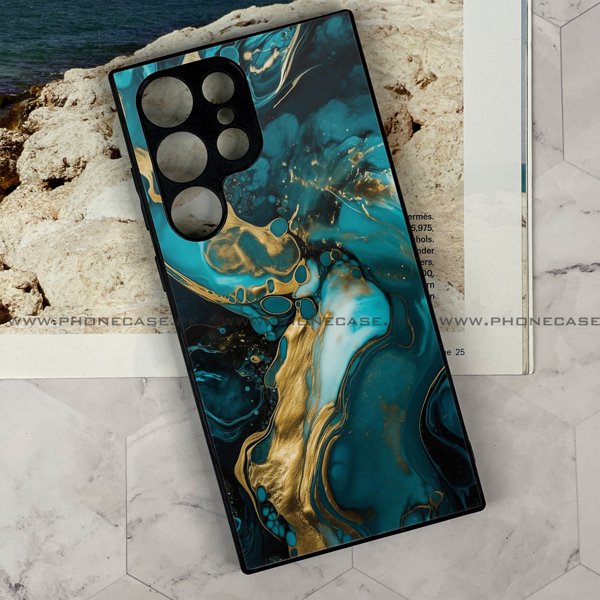 Samsung Galaxy S22 Ultra - Liquid Marble Series - Premium Metal Printed soft Bumper shock Proof Case