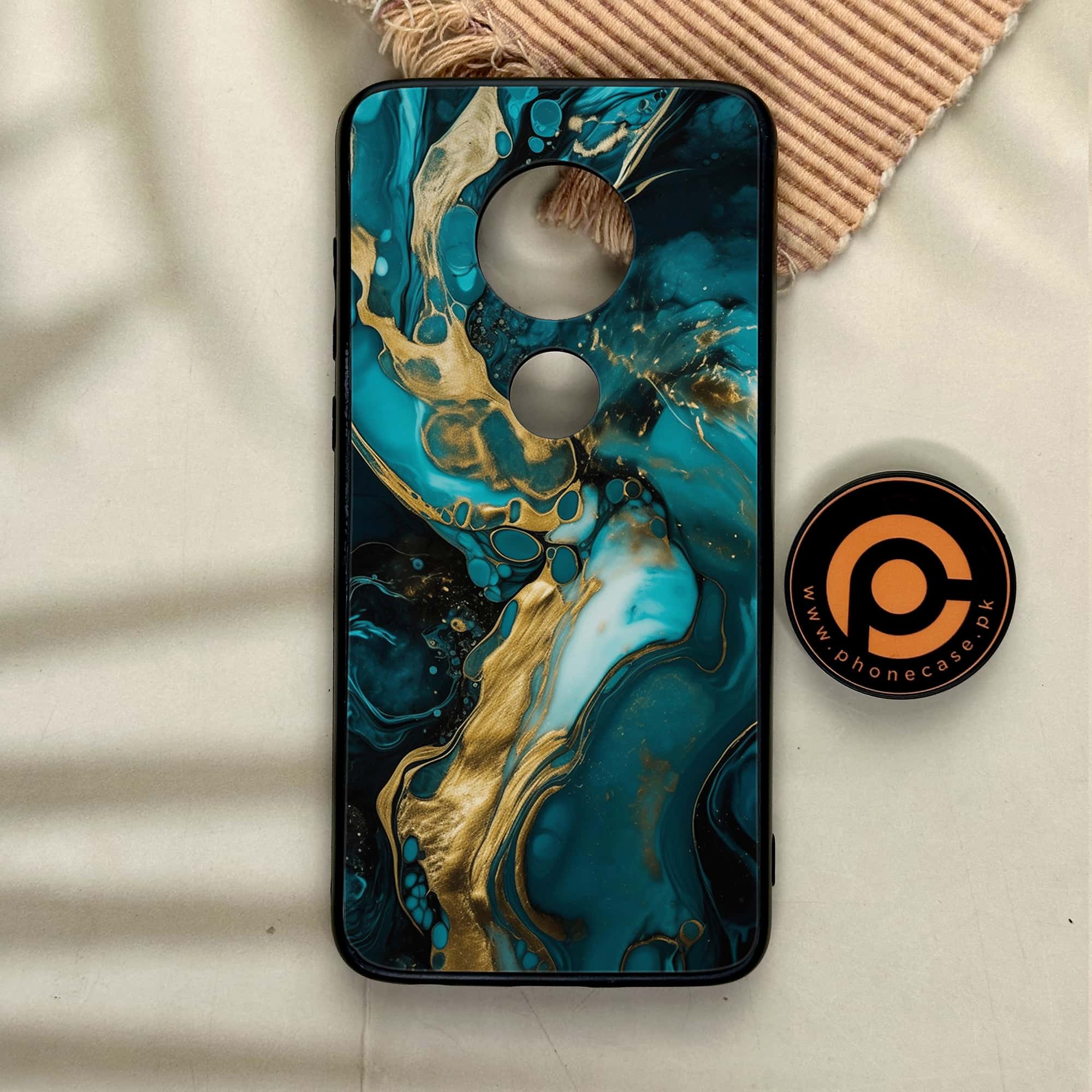 Moto G7 - Liquid Marble Series - Premium Printed Glass soft Bumper shock Proof Case