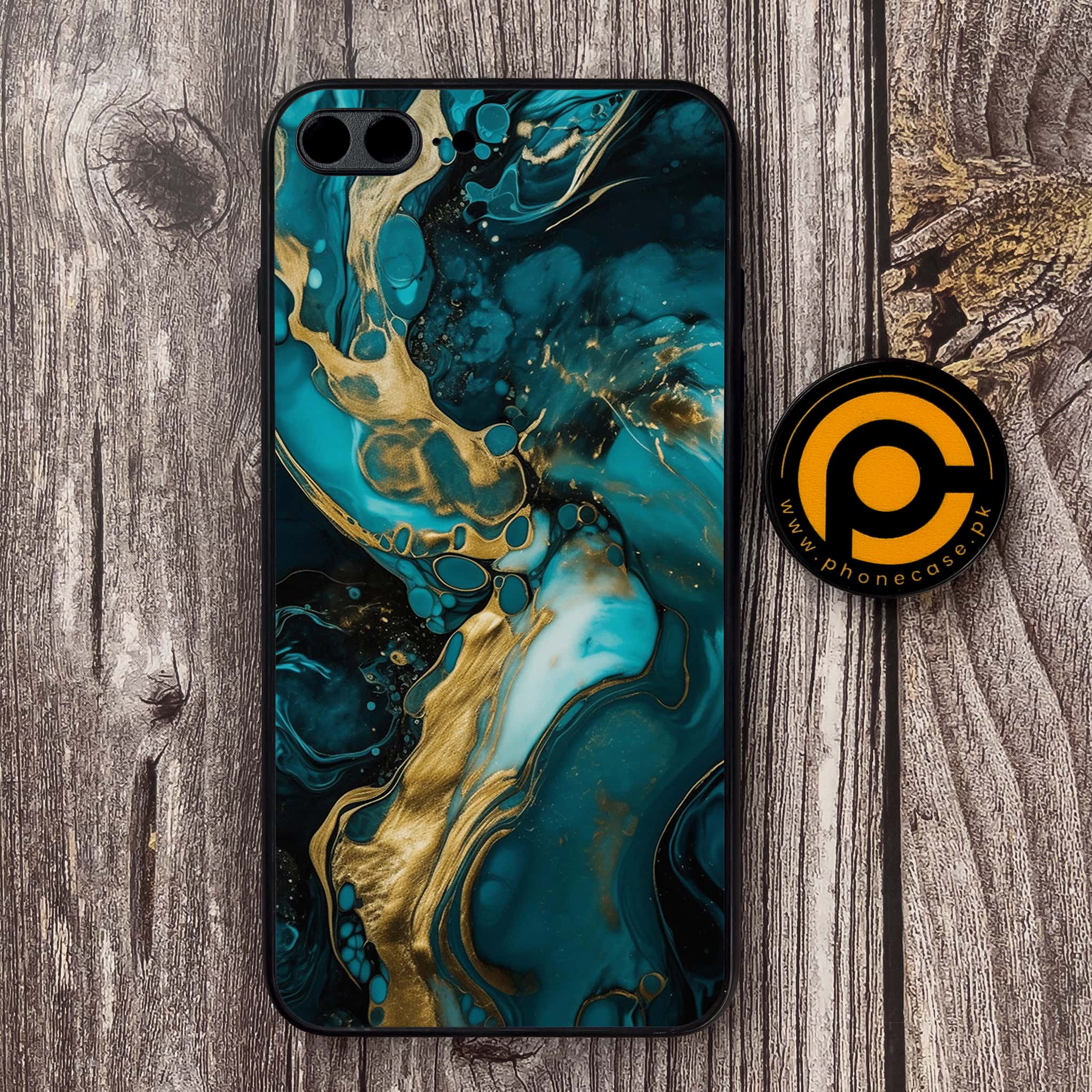 iPhone 7 Plus - Liquid Marble Series - Premium Metal Printed soft Bumper shock Proof Case