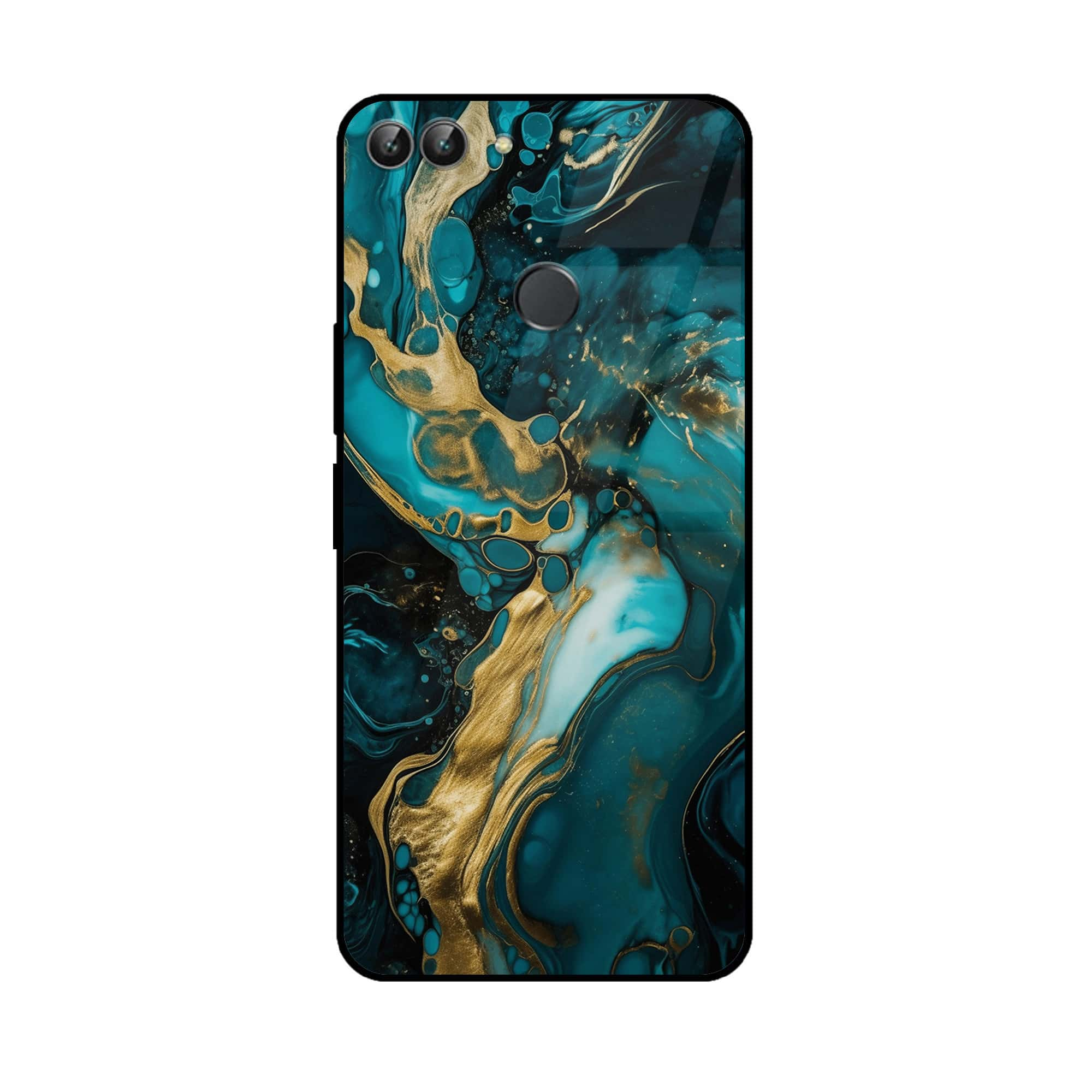 Huawei P Smart - Liquid Marble Series - Premium Printed Glass soft Bumper shock Proof Case