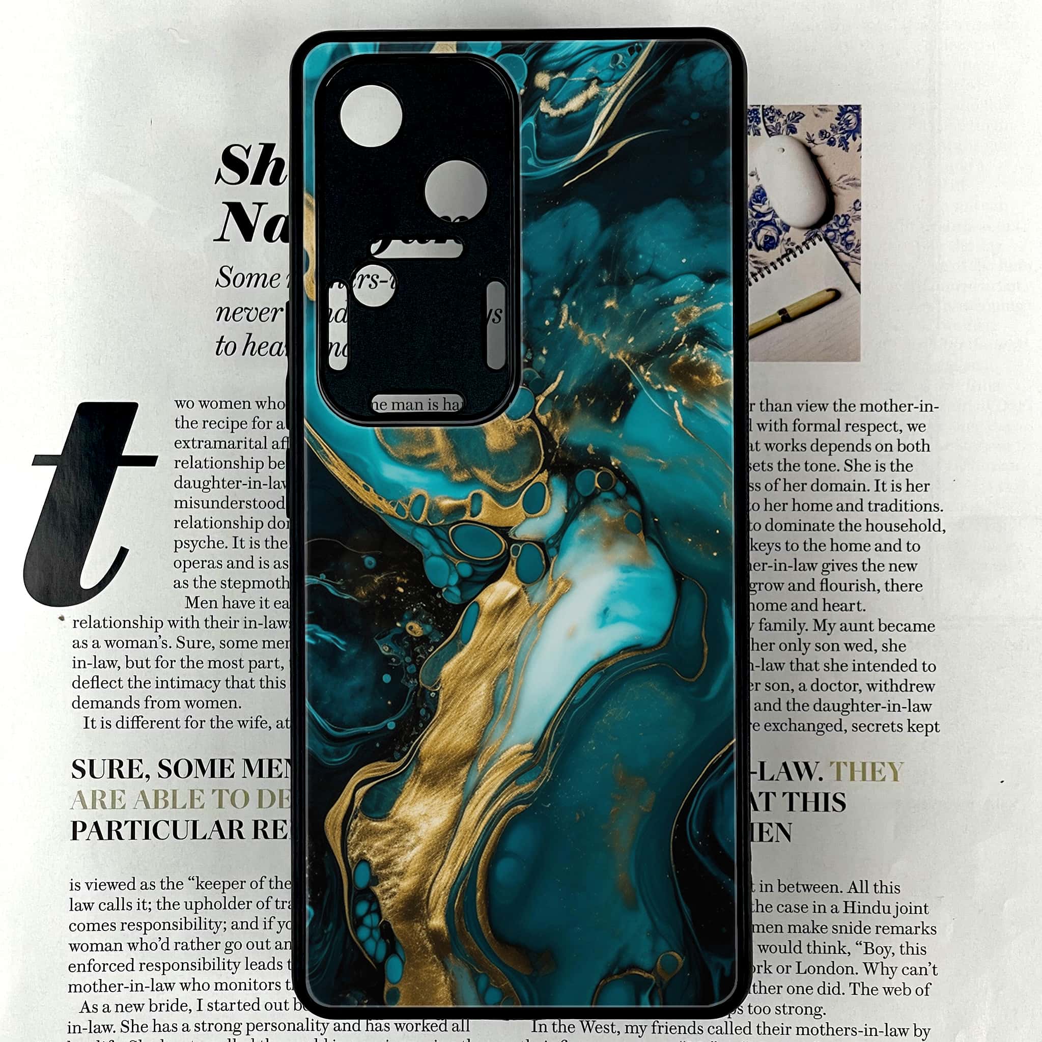 Vivo V30 - Liquid Marble Series - Premium Printed Glass soft Bumper shock Proof Case