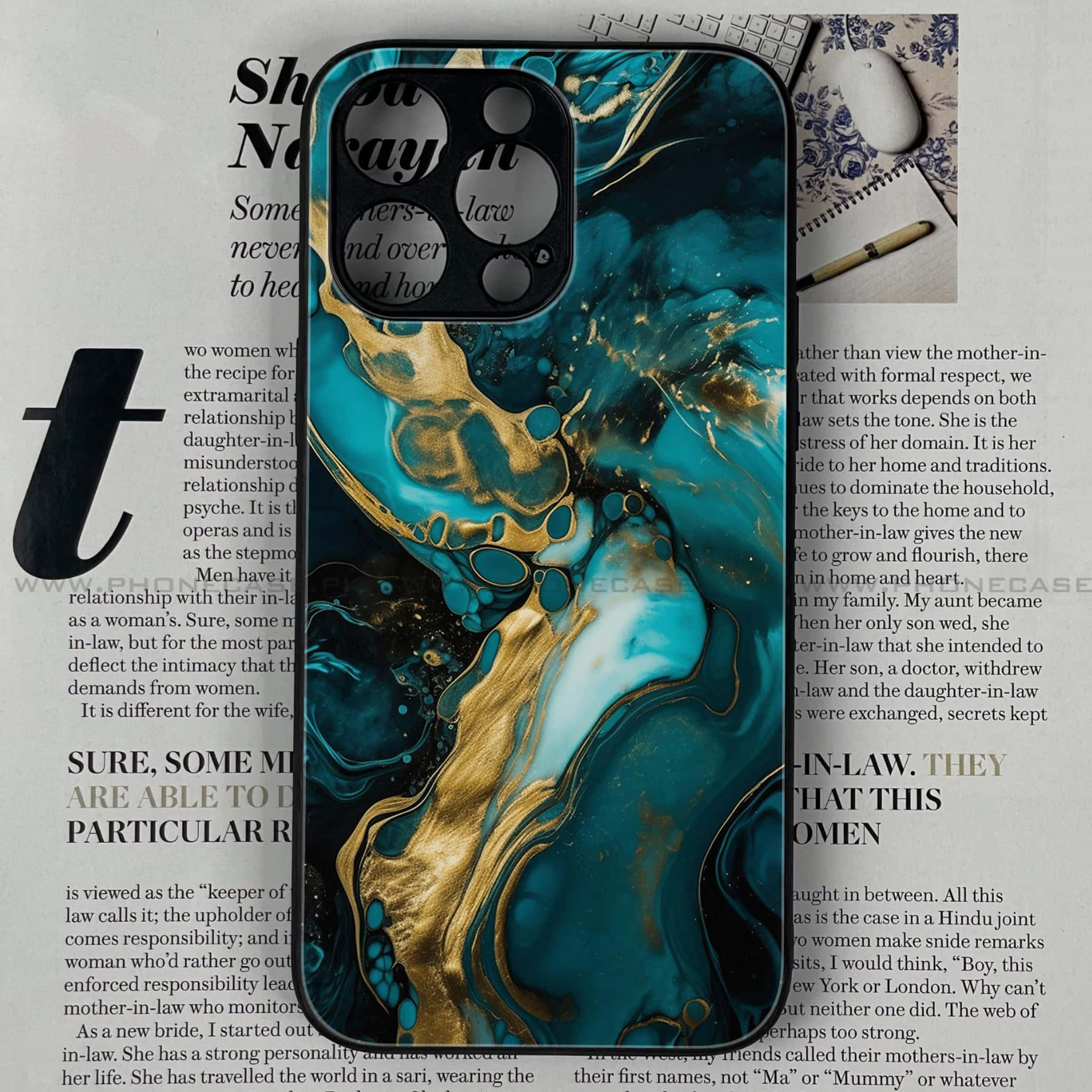 iPhone 15 Pro - Liquid Marble Series - Premium Printed Glass soft Bumper shock Proof Case