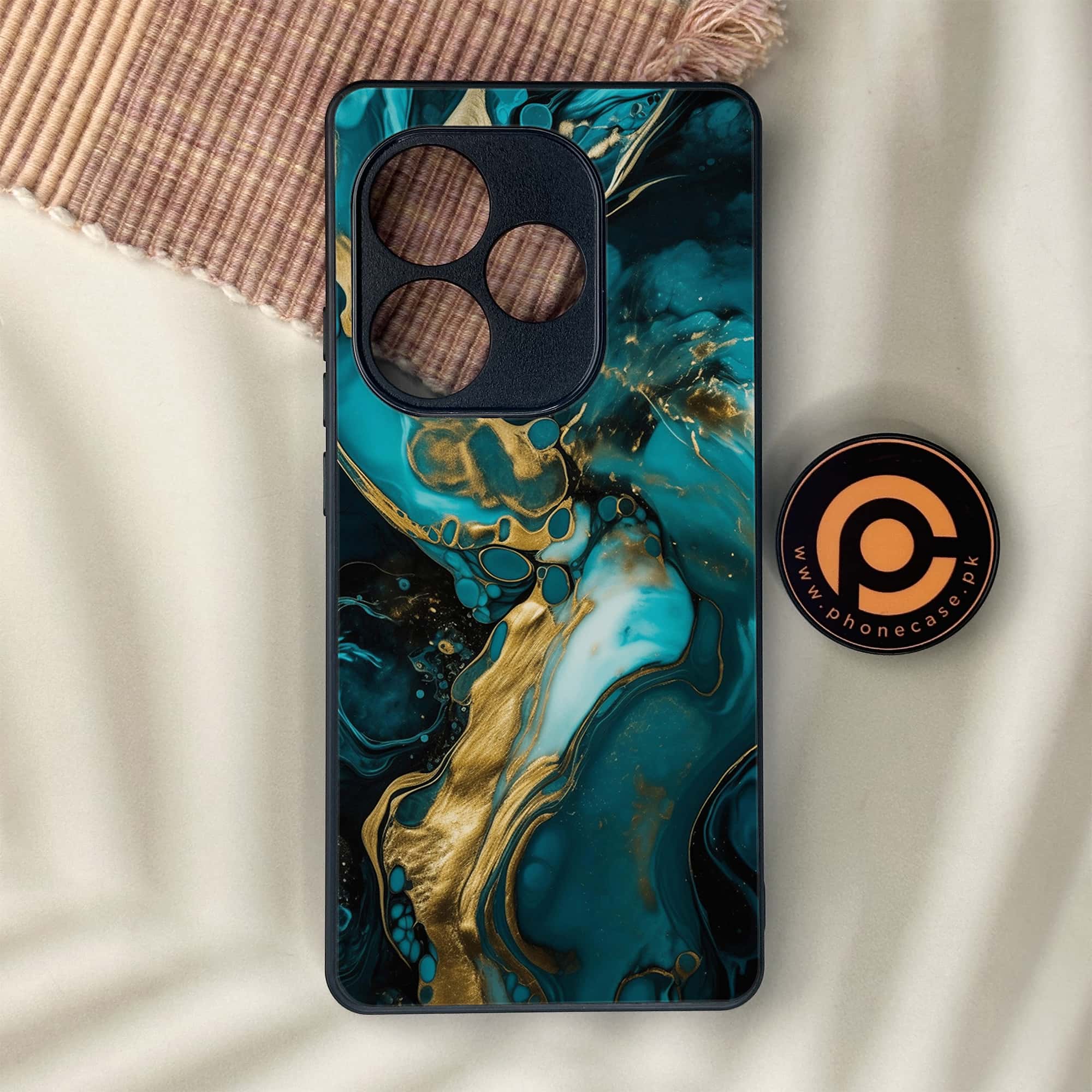 Realme GT 6 - Liquid Marble Series - Premium Metal Printed soft Bumper shock Proof Case