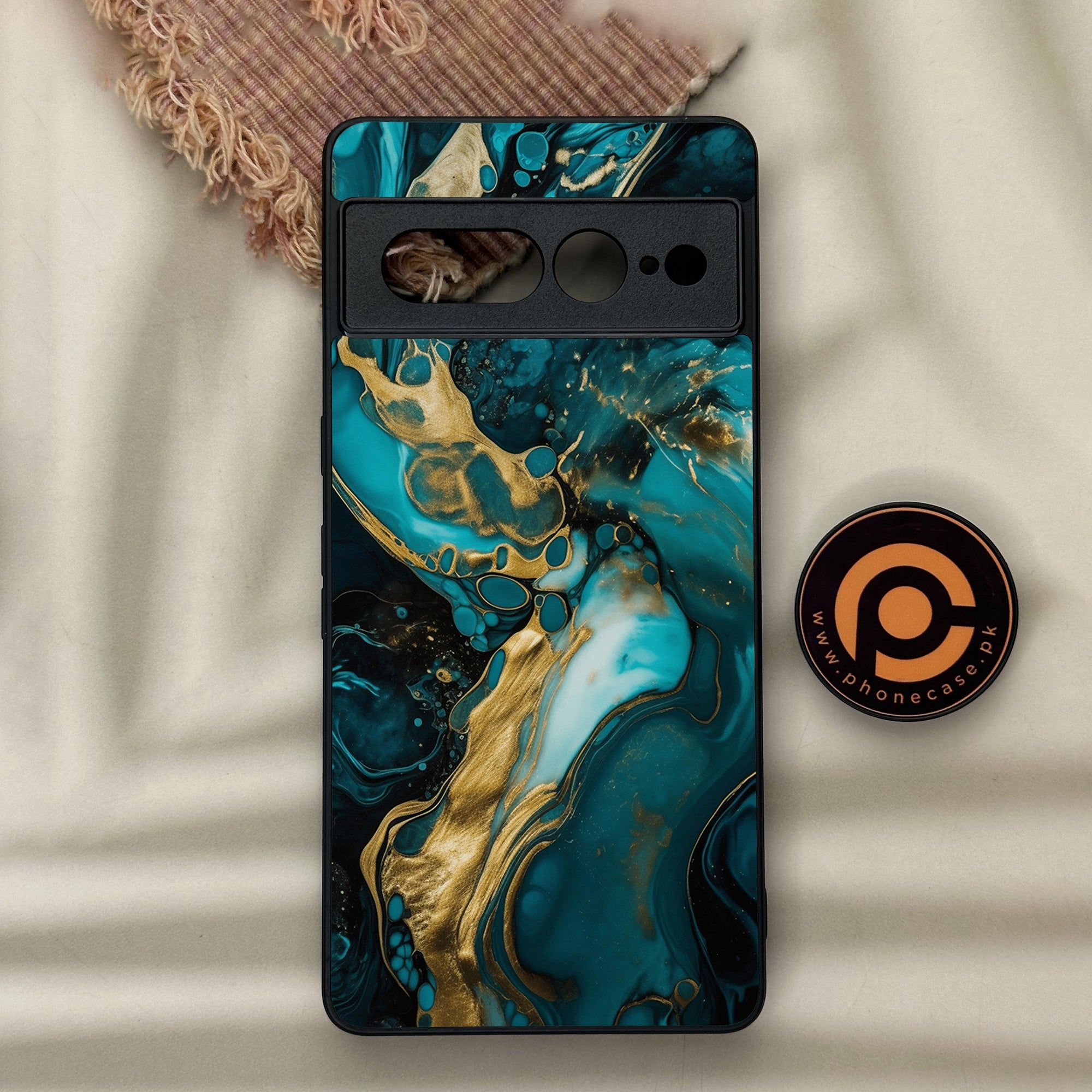 Google Pixel 7 Pro - Liquid Marble Series - Premium Metal Printed soft Bumper Shock Proof Case