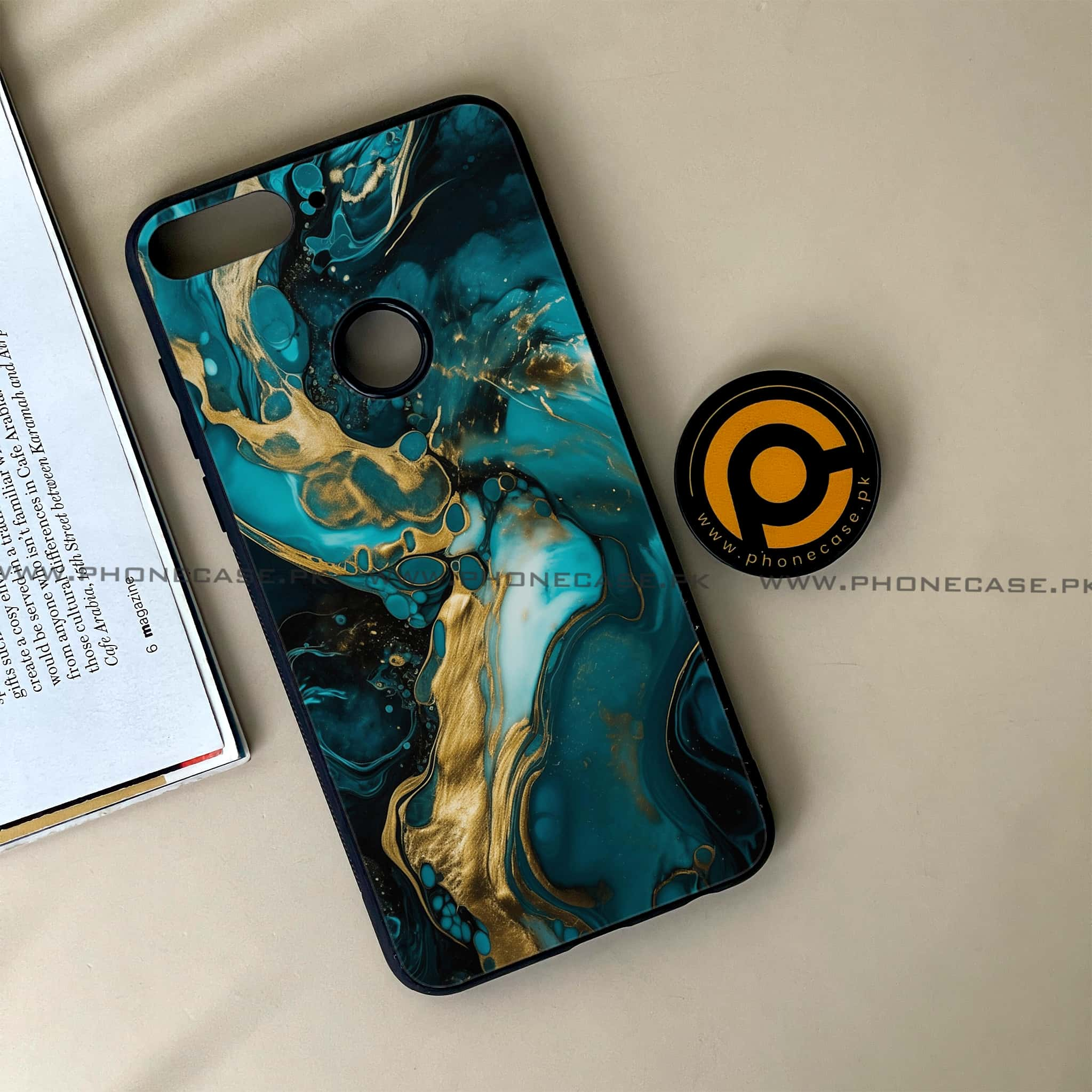 Huawei Y7 Prime (2018) -  Liquid Marble Series - Premium Printed Glass soft Bumper shock Proof Case