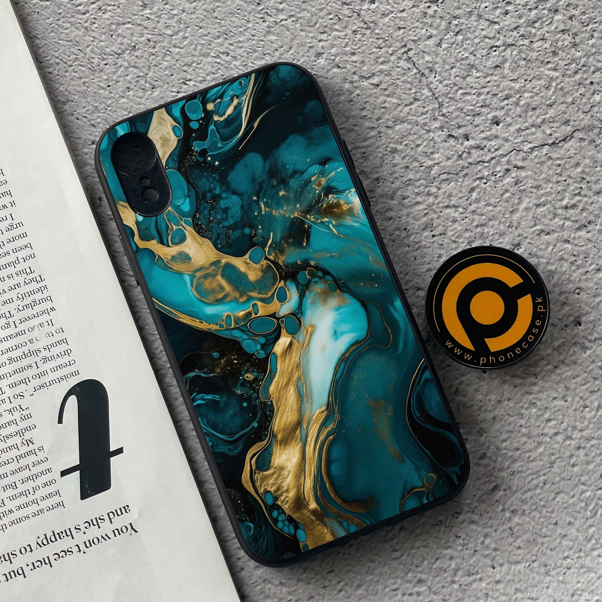 iPhone XR - Liquid Marble Series - Premium Metal Printed soft Bumper shock Proof Case