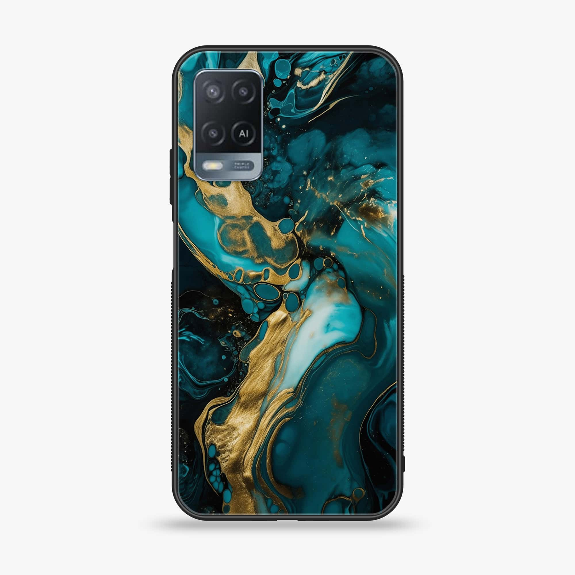 Oppo A54 - Liquid Marble Series - Premium Printed Glass soft Bumper shock Proof Case