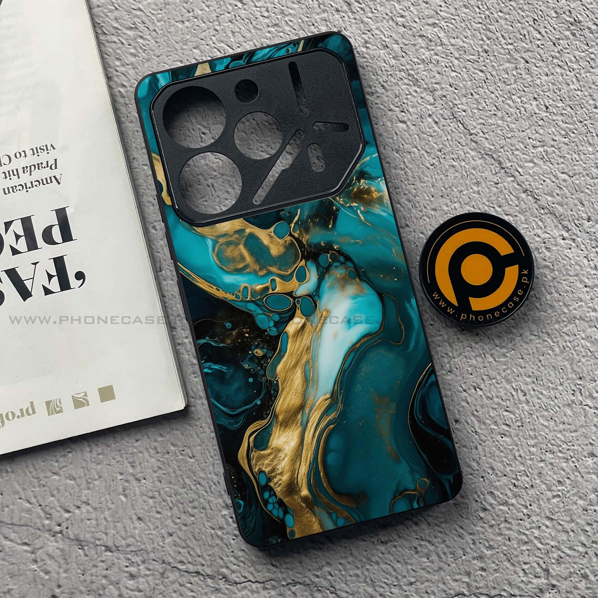 Tecno Pova 6 - Liquid Marble Series - Premium Printed Glass soft Bumper shock Proof Case