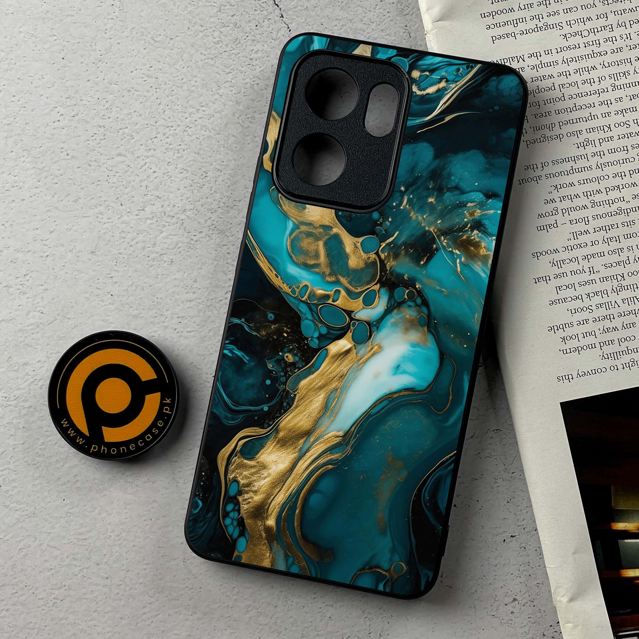 Oppo Reno 13F - Liquid Marble Series - Premium Metal Printed Soft Bumper Shockproof Case