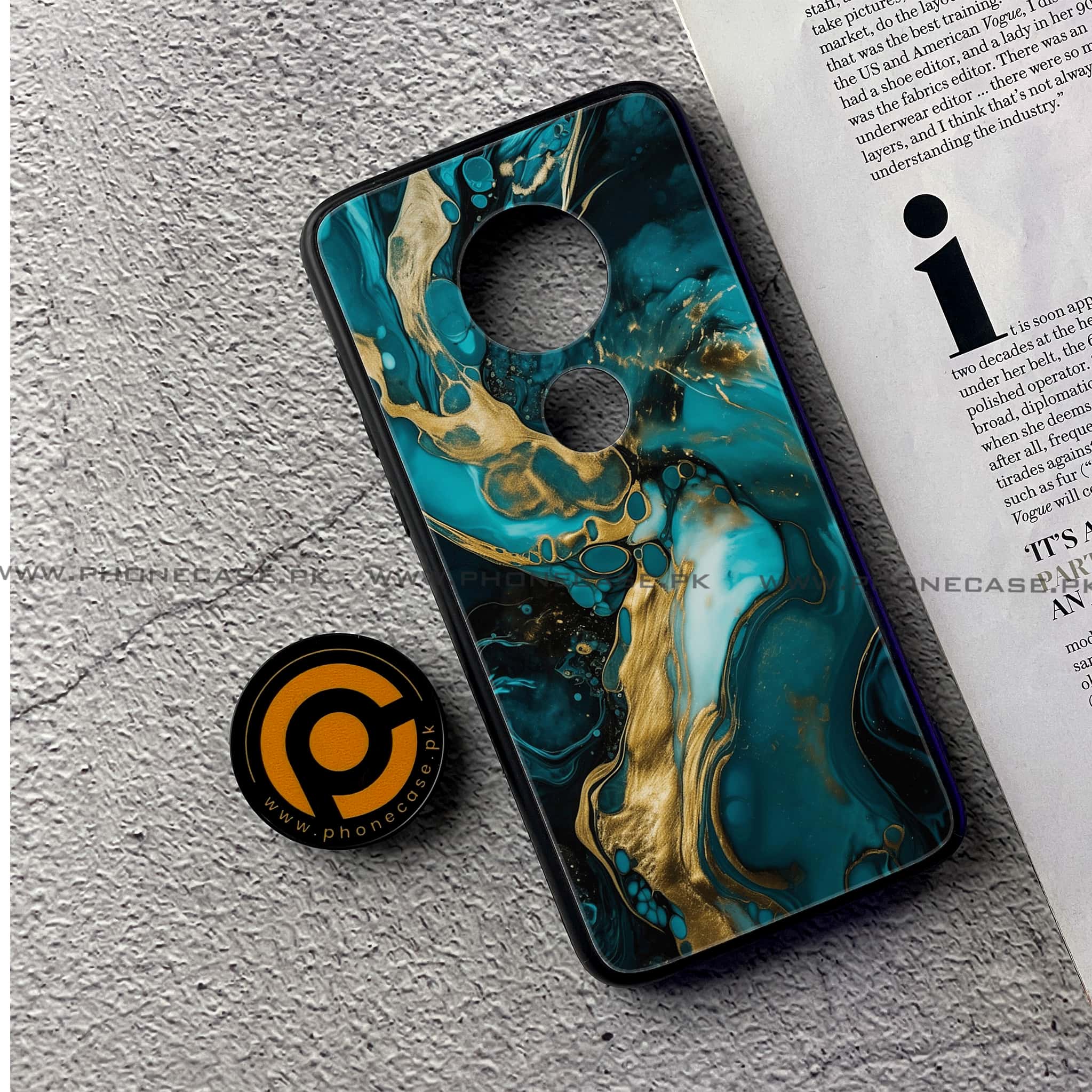 Moto G7 - Liquid Marble Series - Premium Printed Glass soft Bumper shock Proof Case
